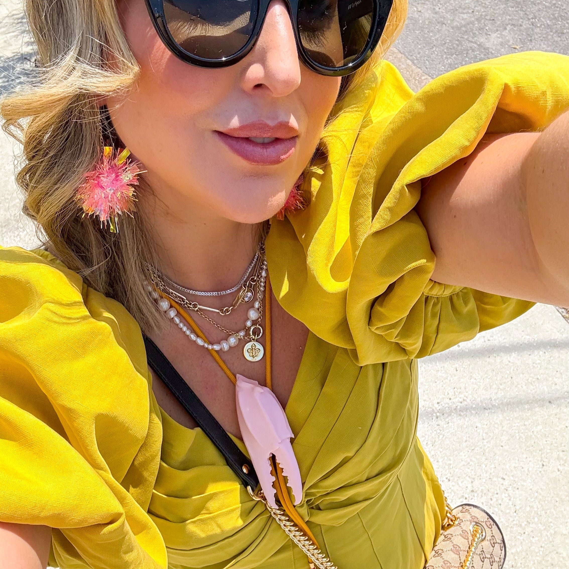 Crab Claw Bolo Blush Pink with Golden Yellow & Orange