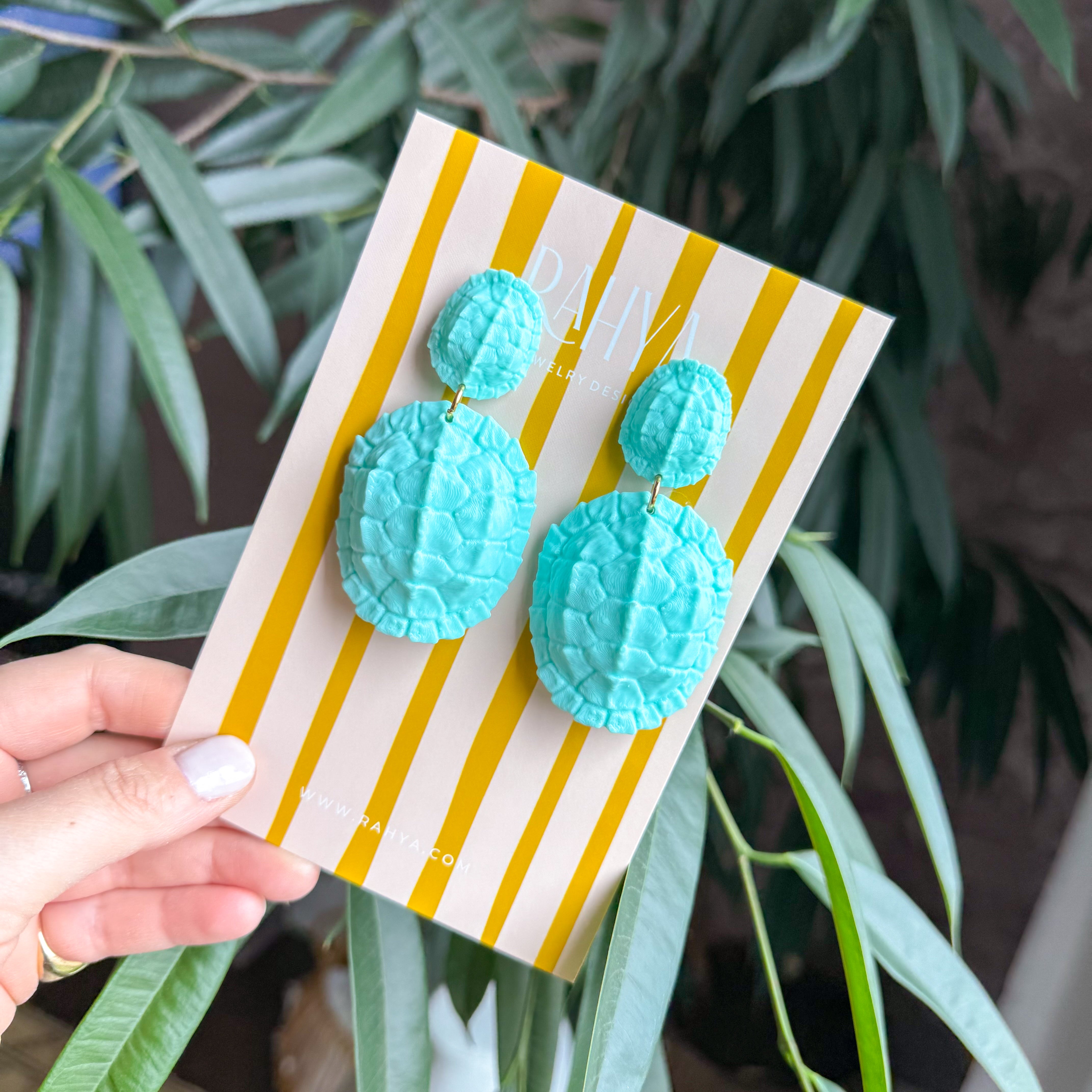 Tortoise Turquoise Statement Earrings