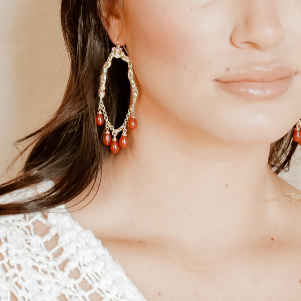 Selene Red Jade Earrings Large