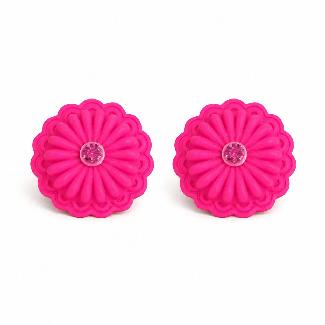 Concho Neon Pink Statement Earrings
