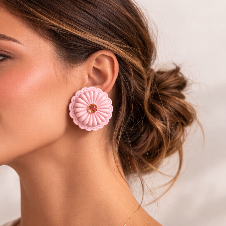 Concho Blush Pink Statement Earrings