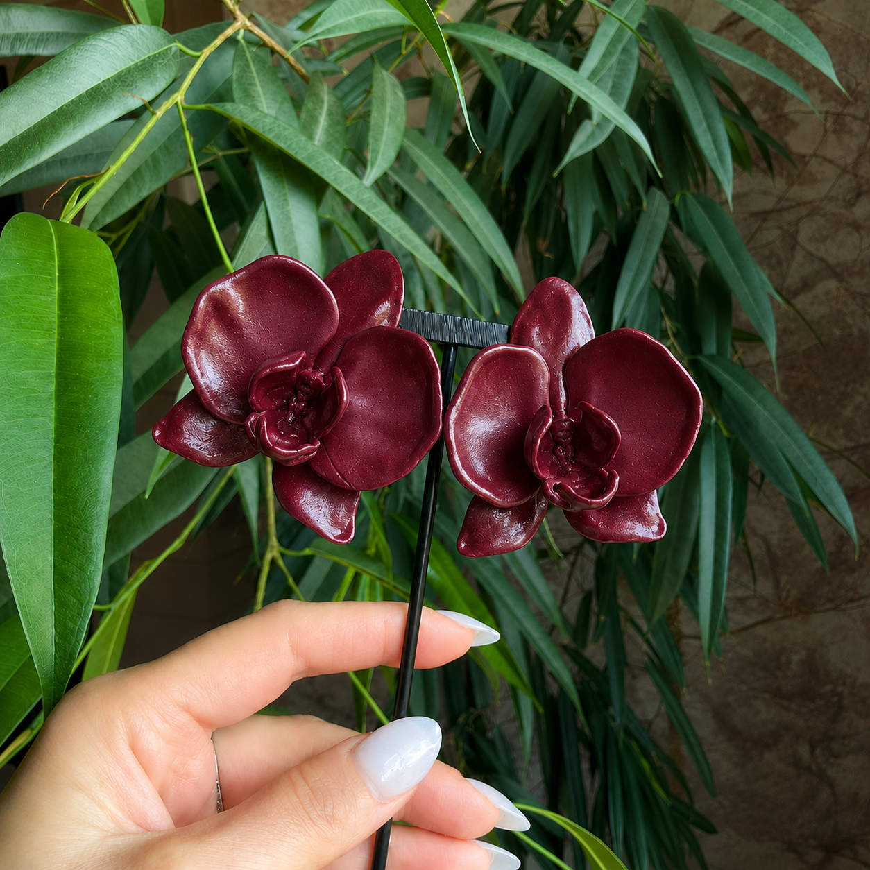 Orchid Maroon Statement Earrings