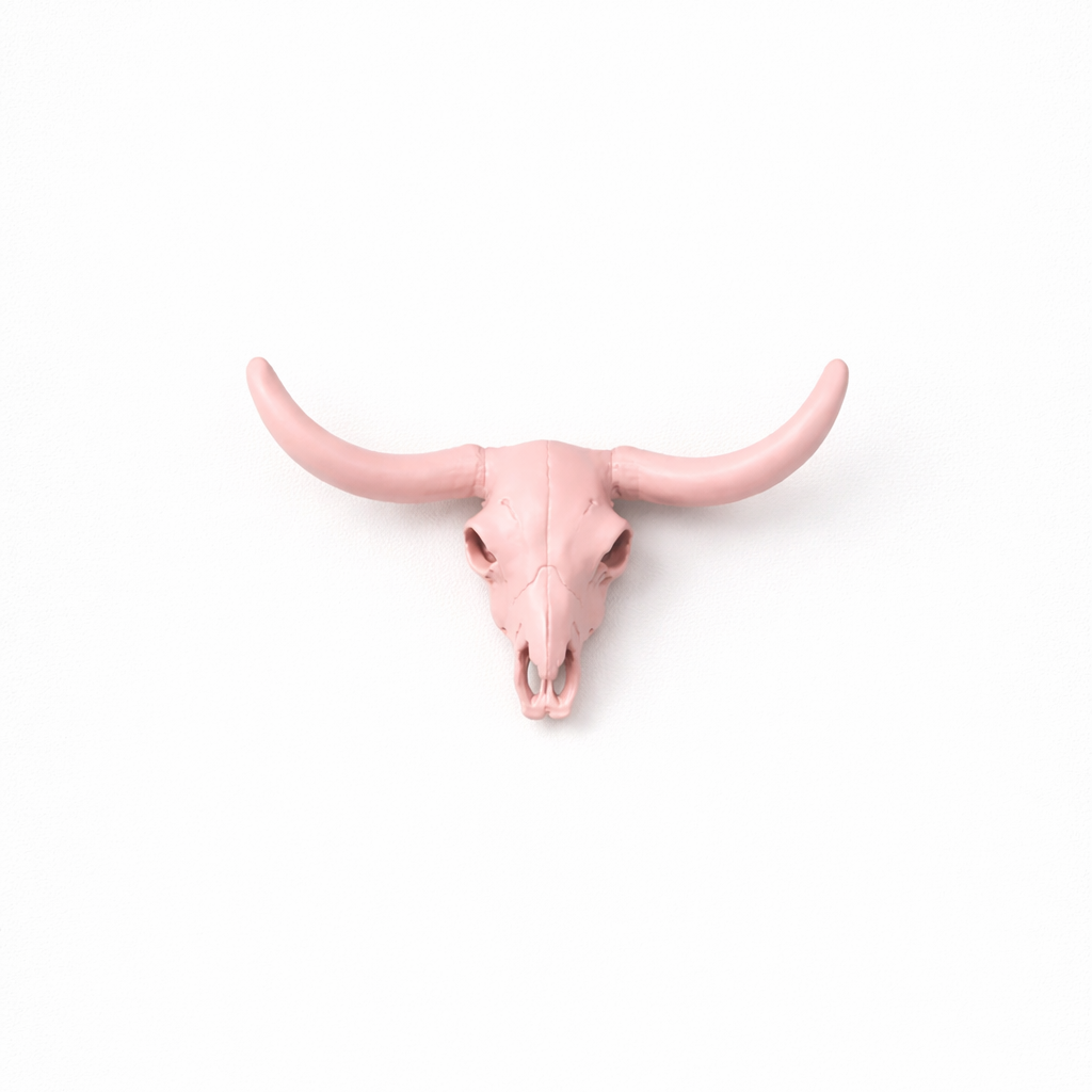 Medium Longhorn Wall Sculpture Blush Pink
