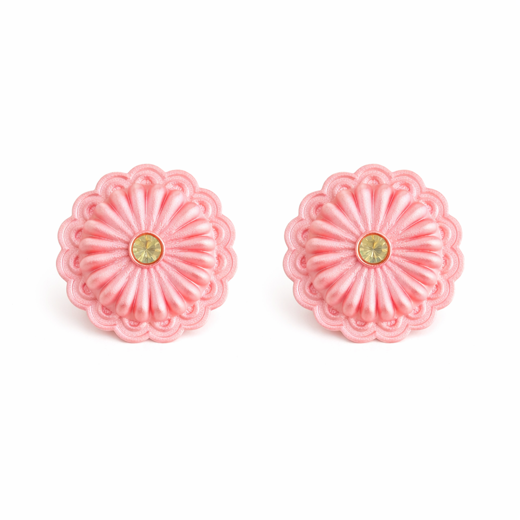 Concho Sugar Pink Statement Earrings