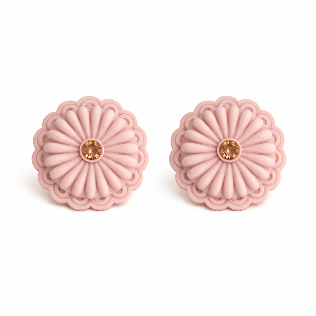 Concho Blush Pink Statement Earrings