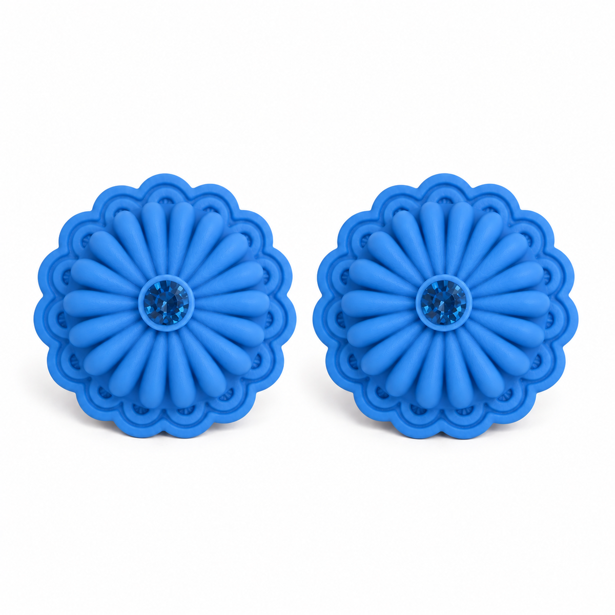 Concho Ocean Blue Statement Earrings
