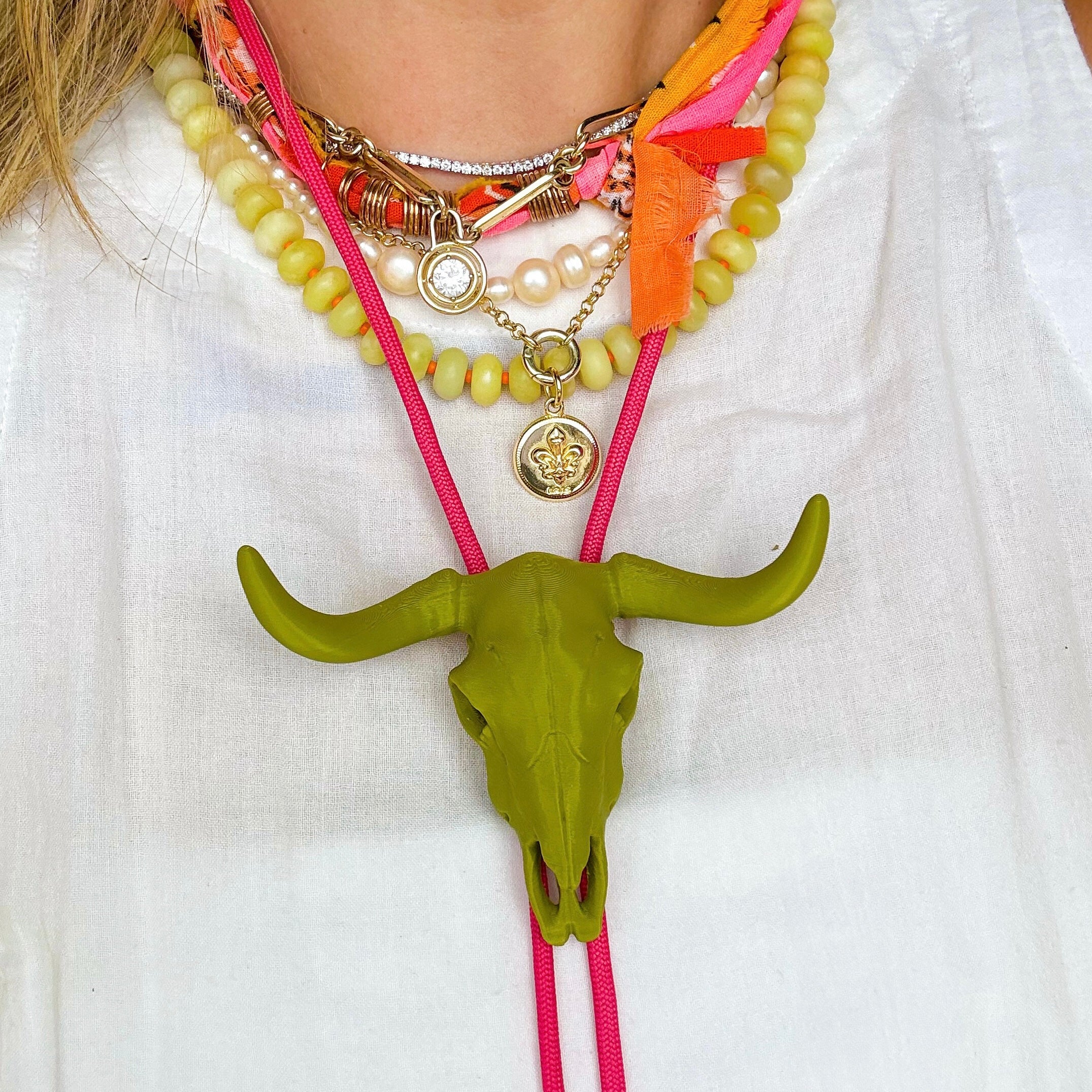 Bandana Necklace in Orange Pink