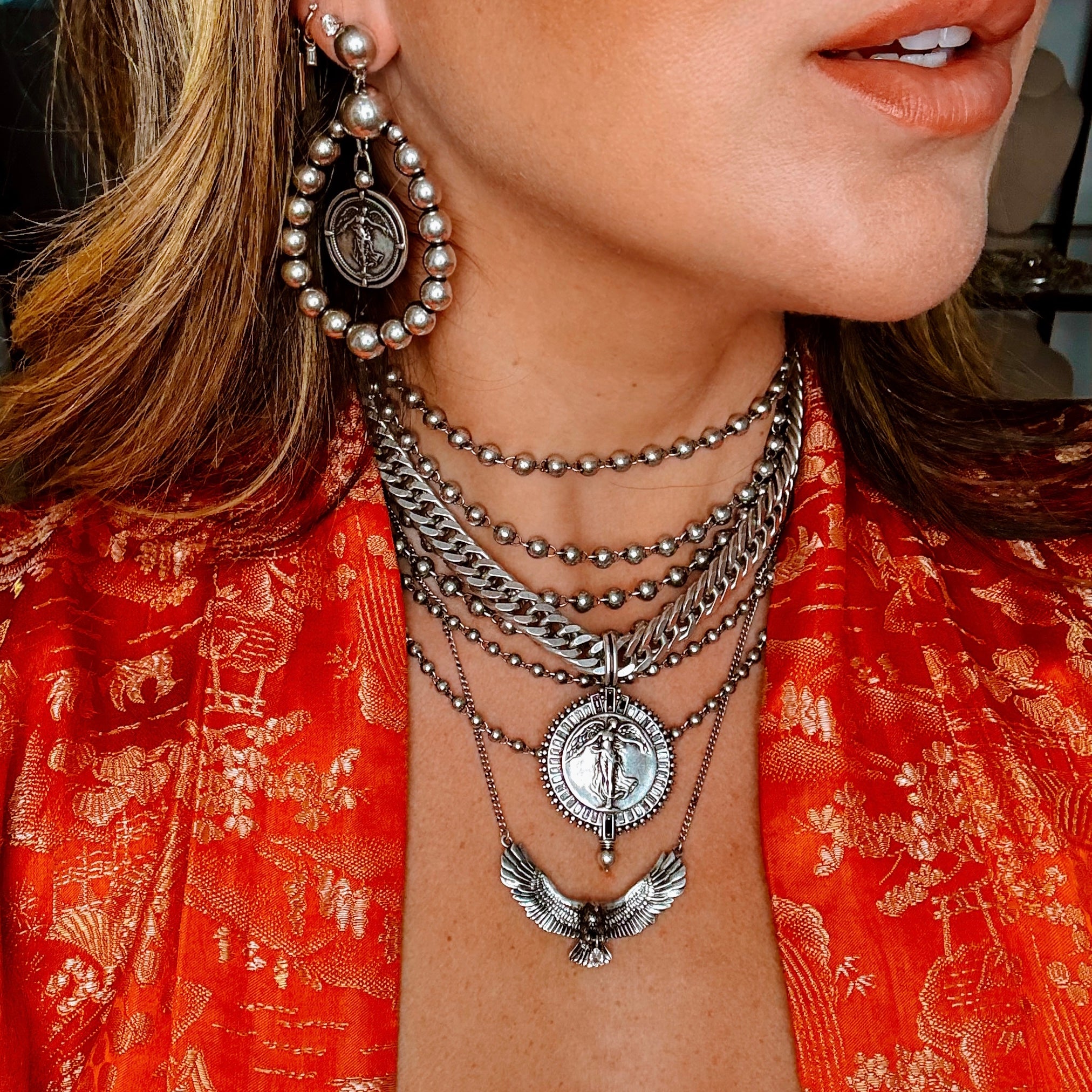 Icaria Eagle Necklace Antique Silver