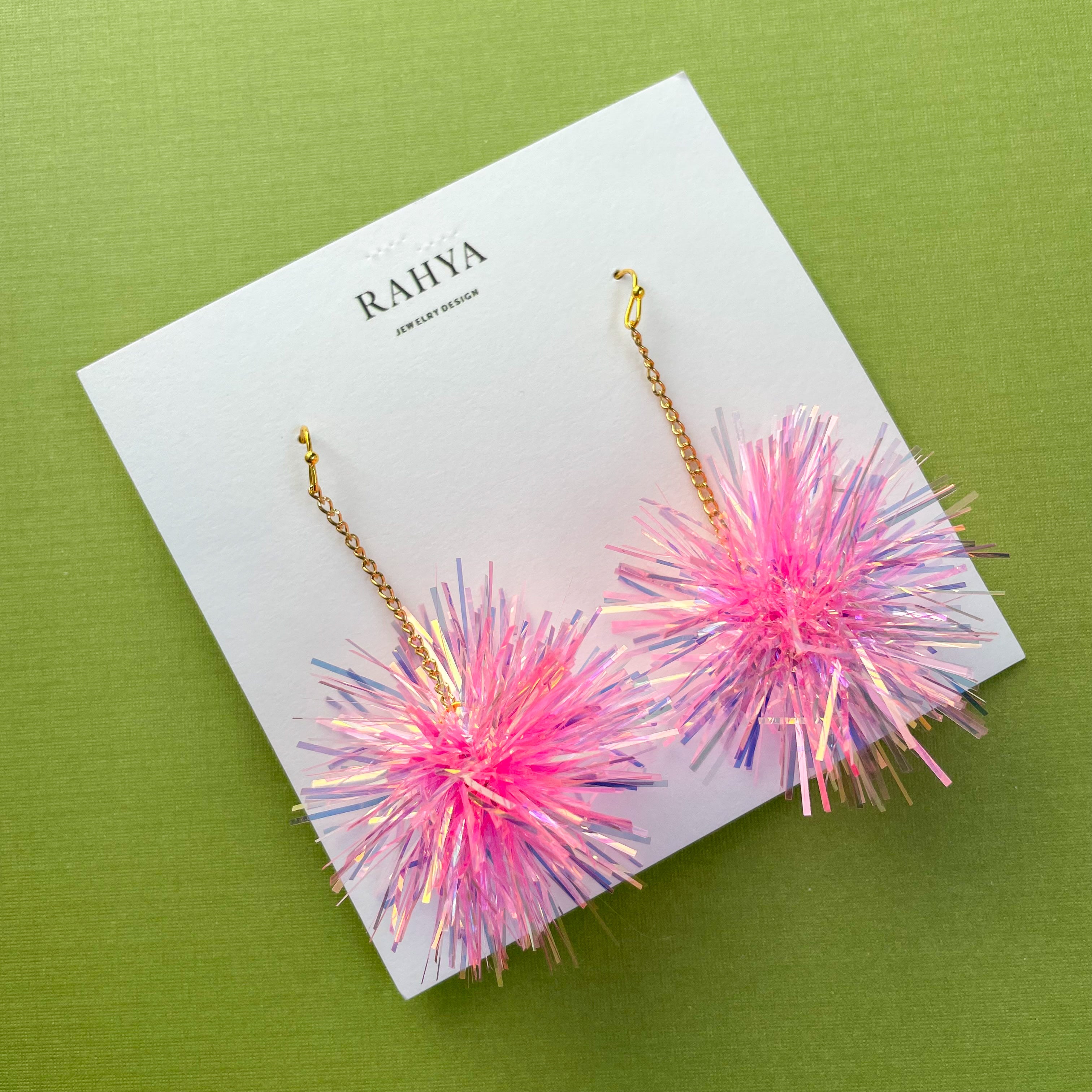 Mini Pink Bubblegum Pom Pom Earrings