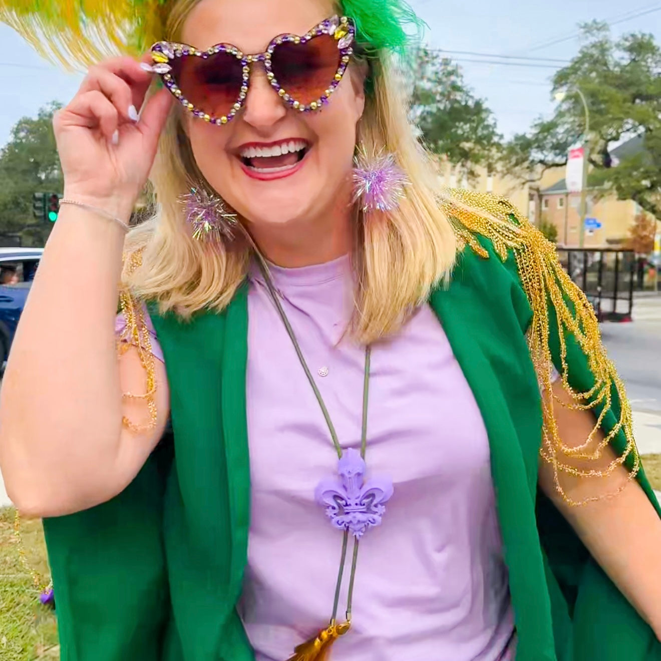 Krewe of Iris Bolo Lavender with Olive & Golden Yellow