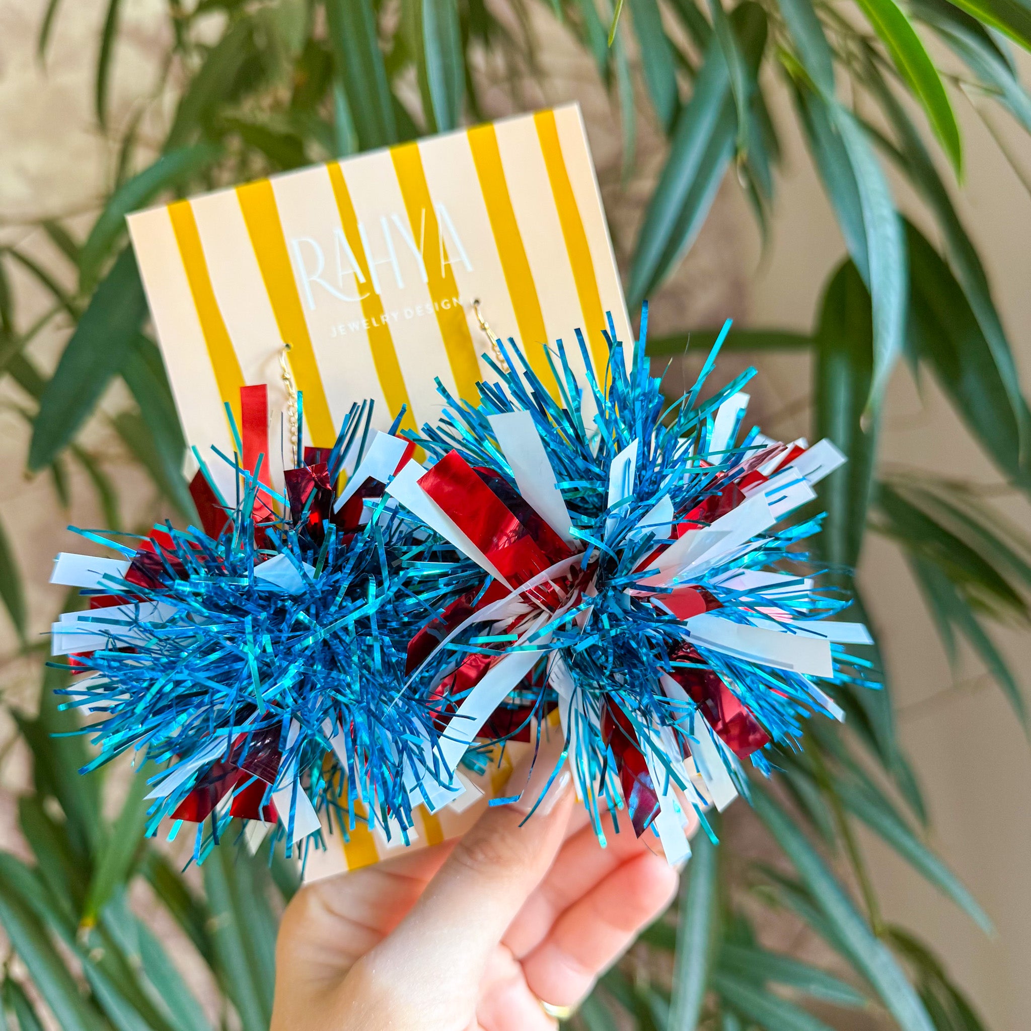 Red, White & Blue All American Pom Pom Earrings