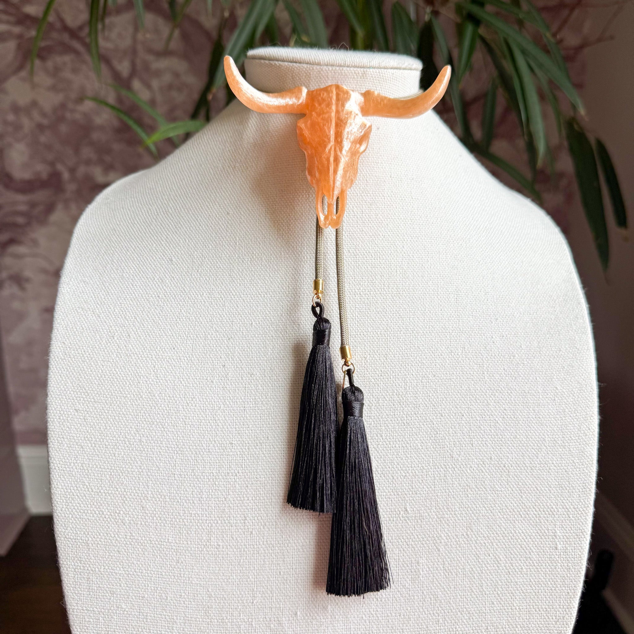 Longhorn Bolo Smokey Quartz with Bronze & Black