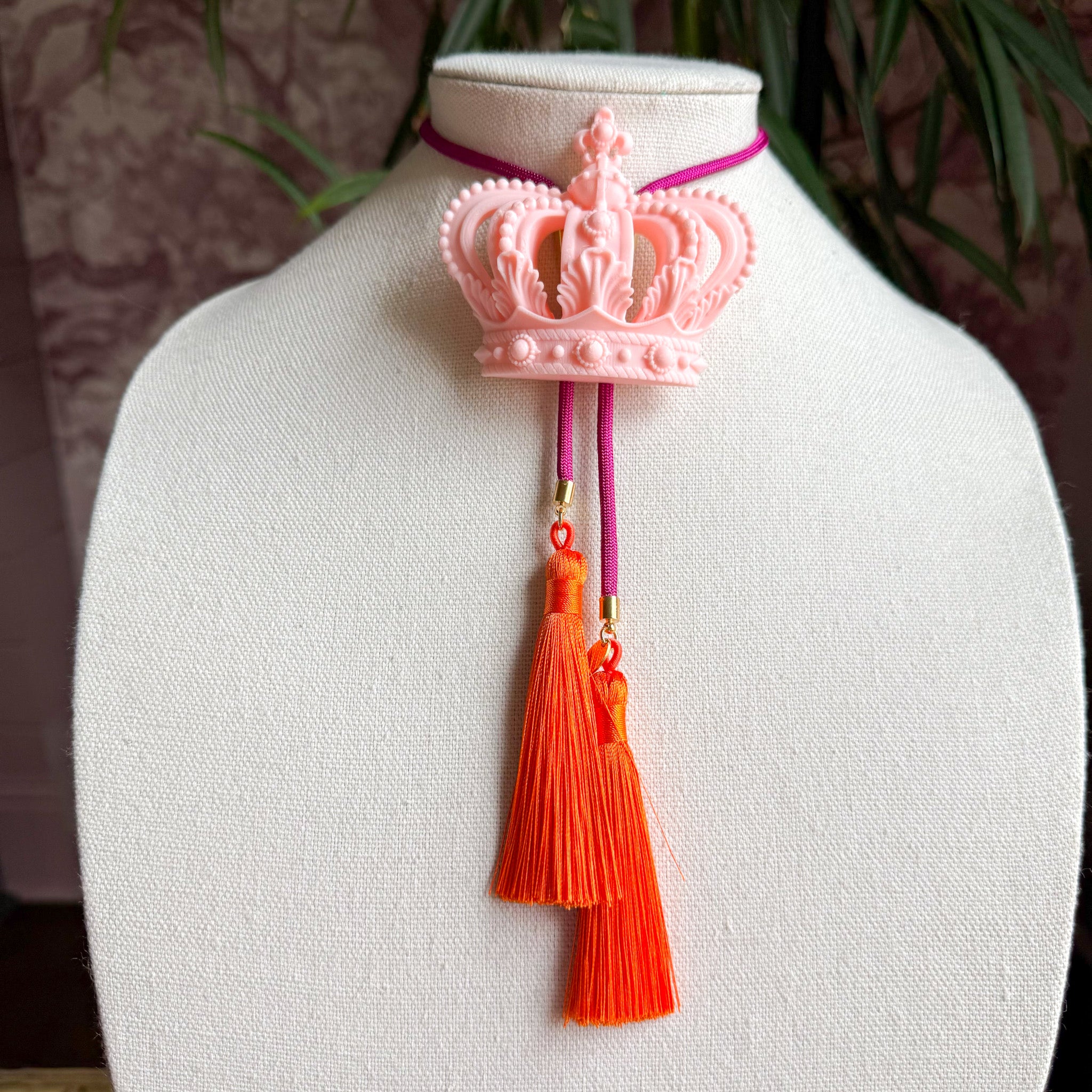 Crown Bolo Blush Pink with Fuchsia & Orange