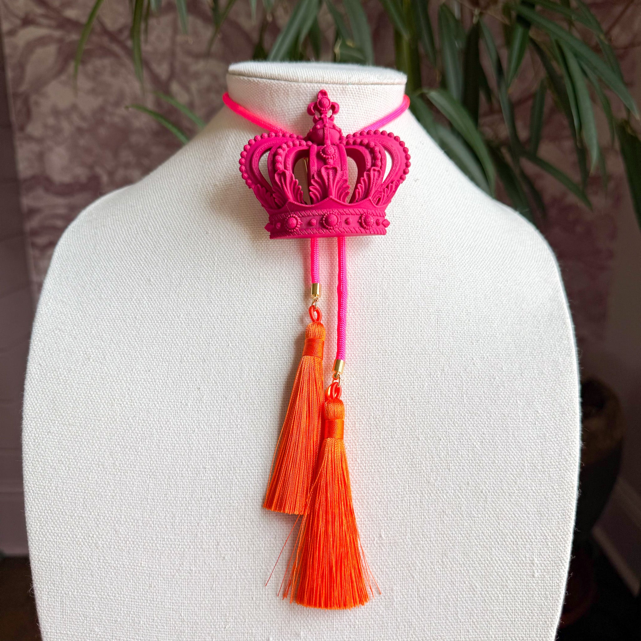 Crown Bolo Raspberry Pink with Neon Pink & Orange
