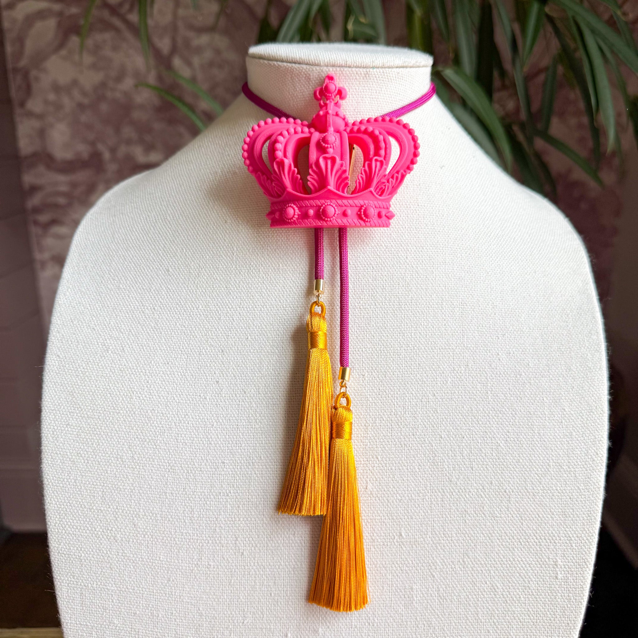 Crown Bolo Flamingo Pink with Fuchsia & Golden Yellow