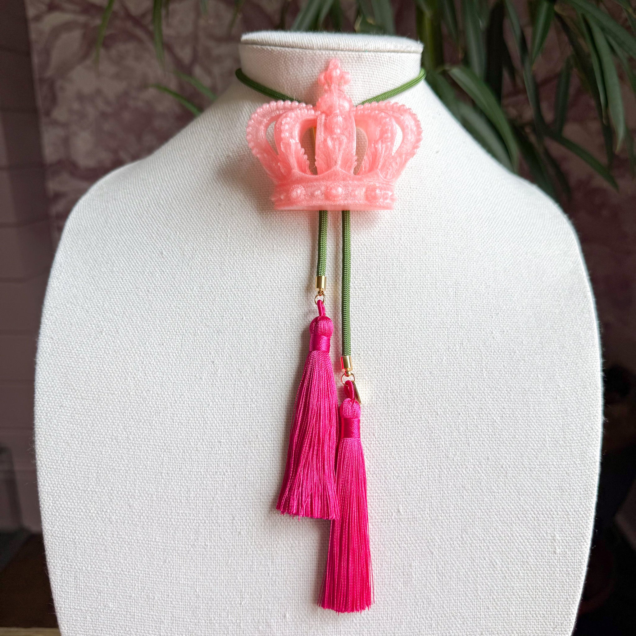 Crown Bolo Quartz Pink with Olive & Fuchsia