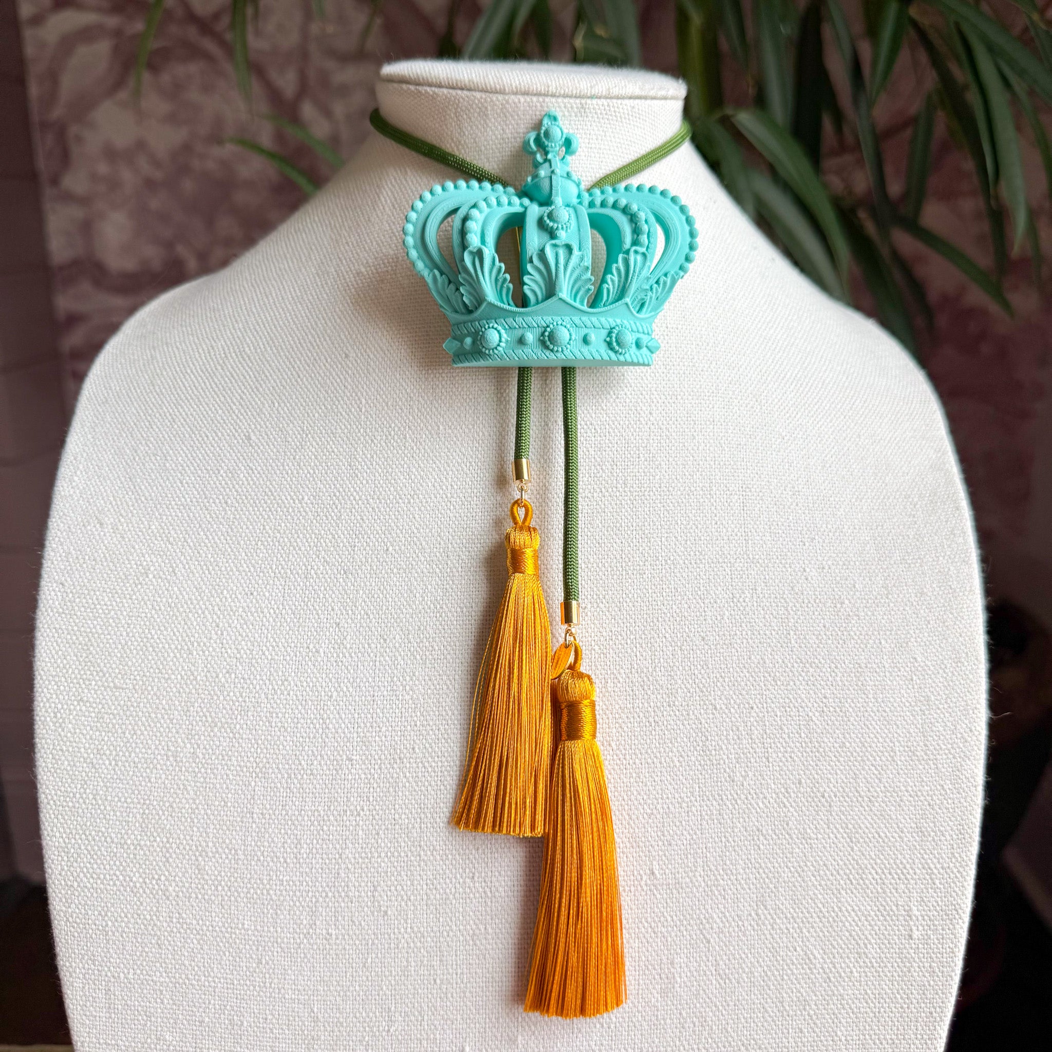 Crown Bolo Turquoise with Olive & Golden Yellow