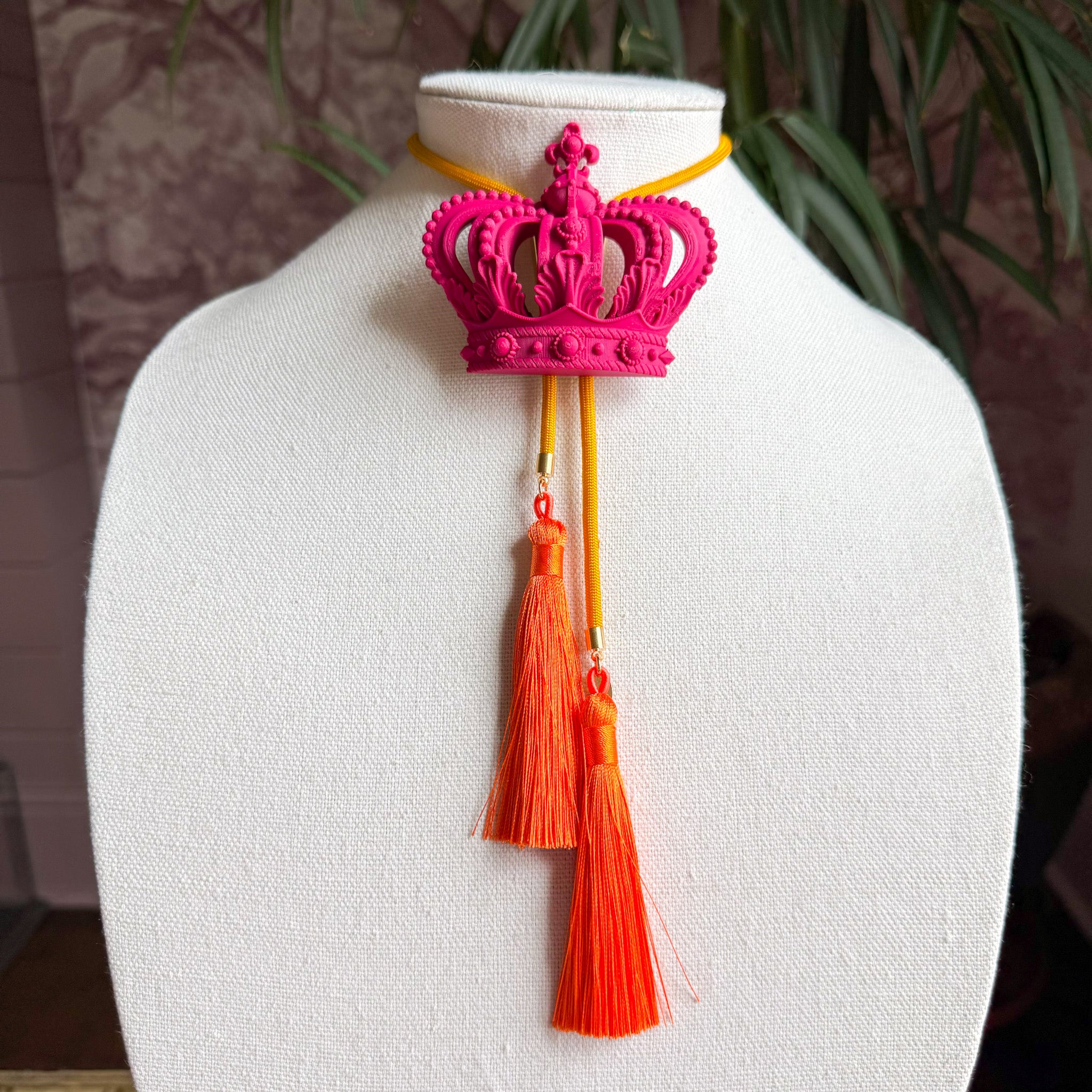 Crown Bolo Raspberry Pink with Golden Yellow & Orange
