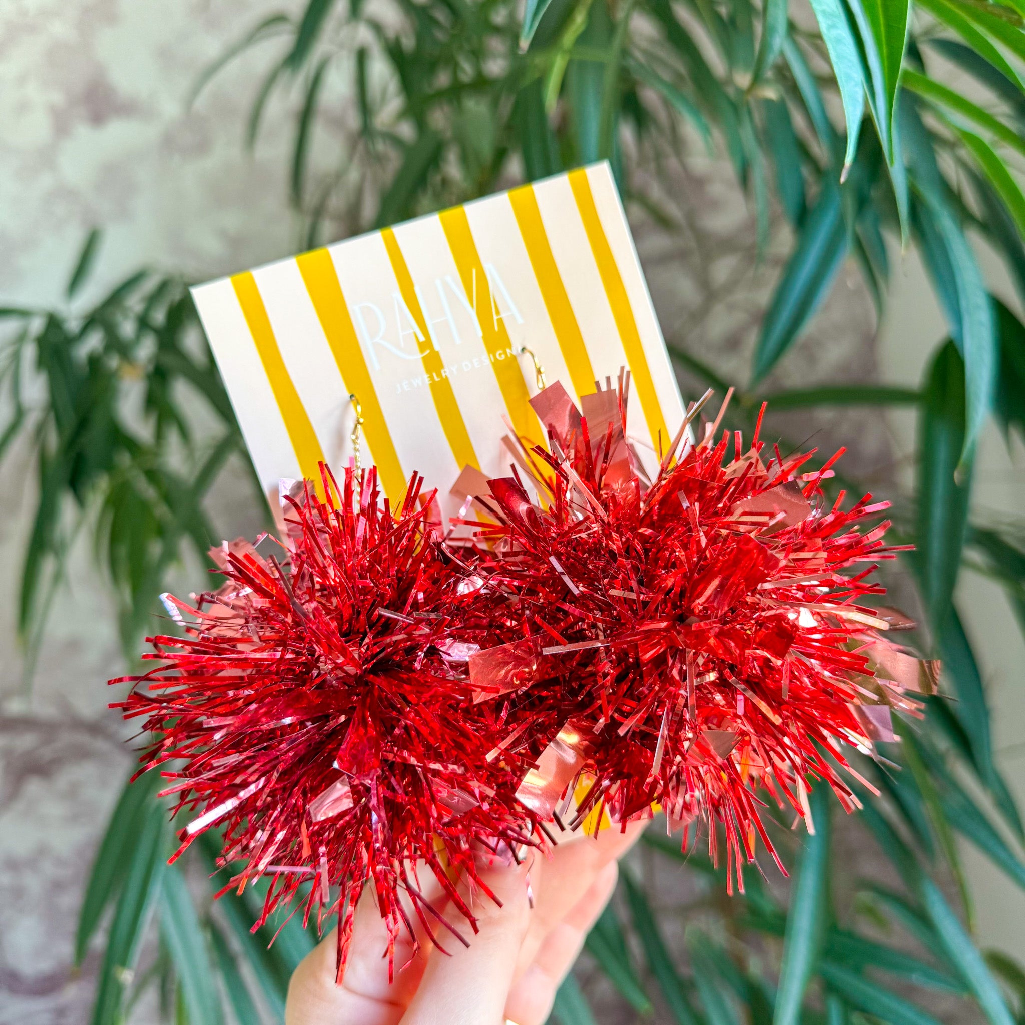 Red 'er Rip Pom Pom Earrings