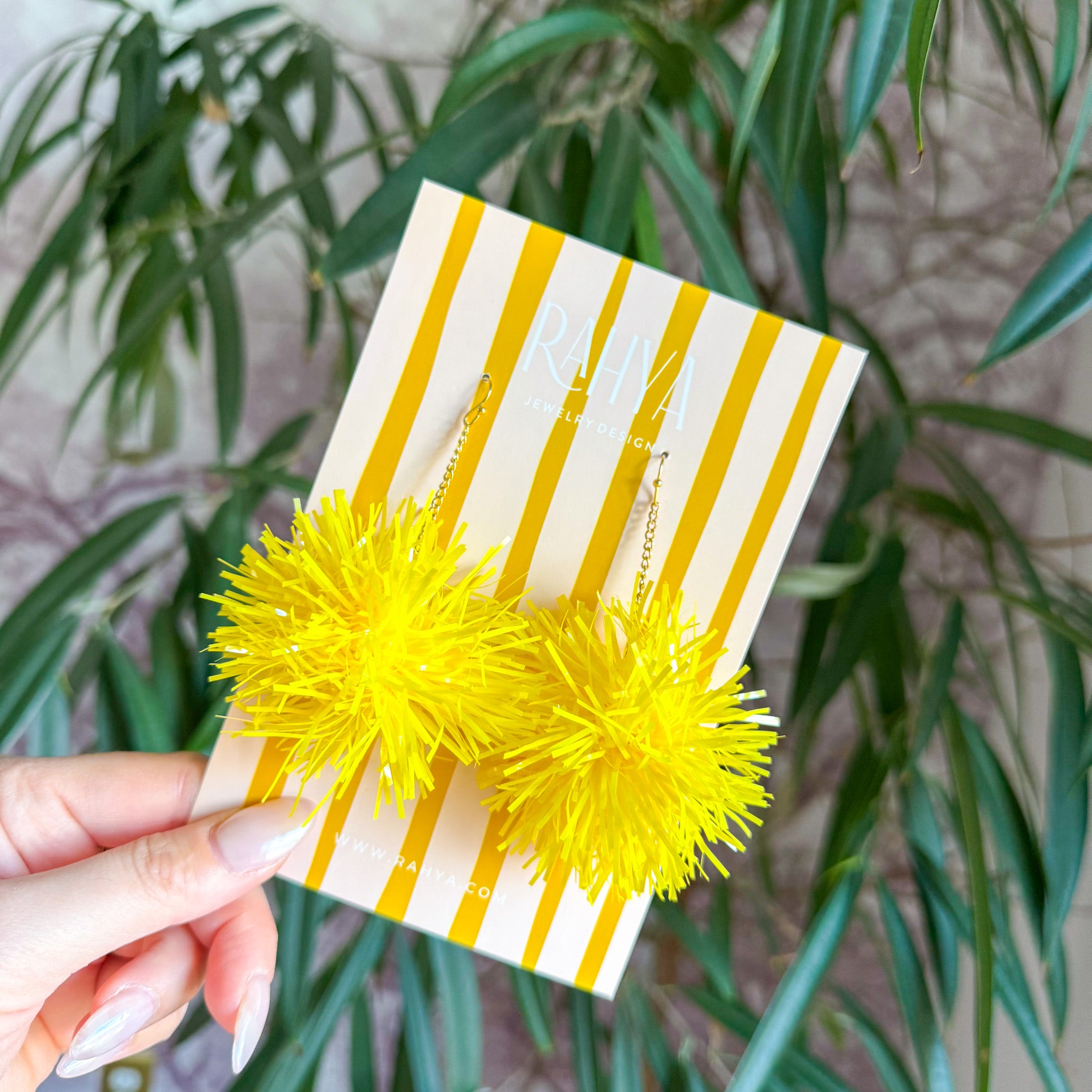 Mini Sunshine Yellow Pom Pom Earrings