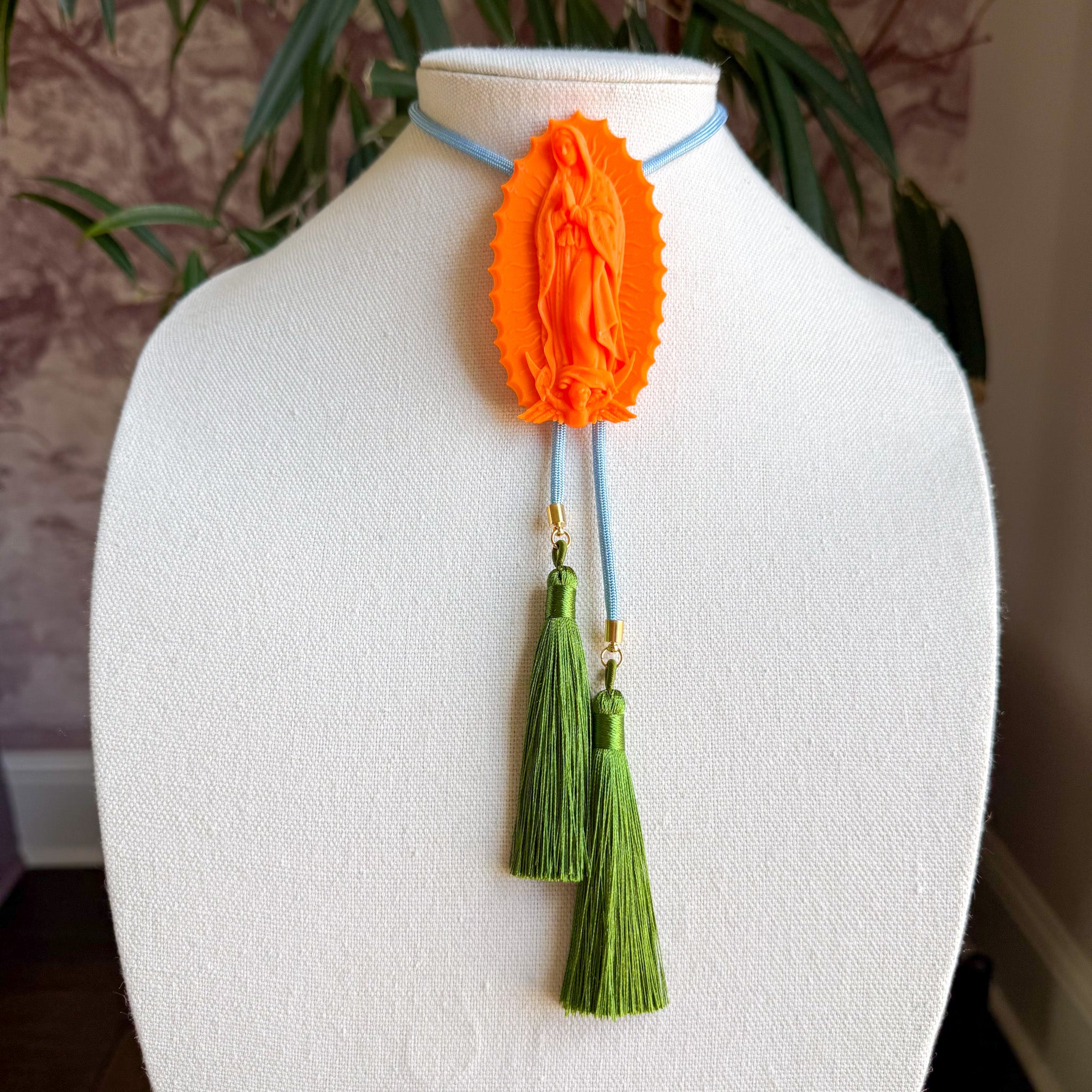 Our Lady of Glitterati Bolo Orange Citrus with Baby Blue & Olive