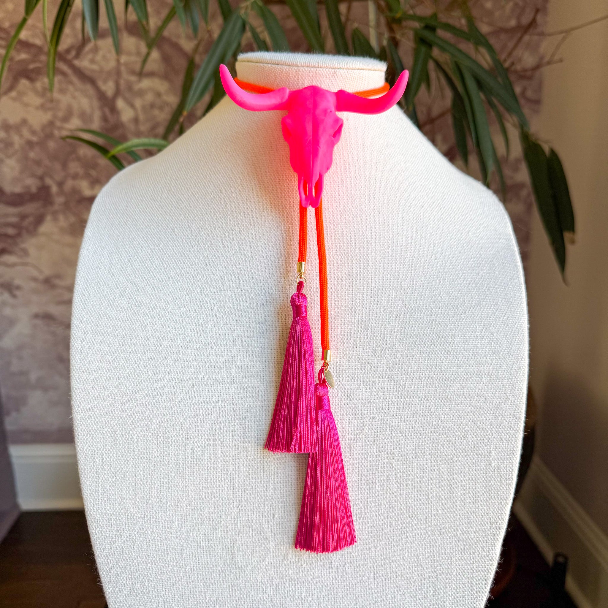 Longhorn Bolo Neon Pink with Neon Orange & Fuchsia