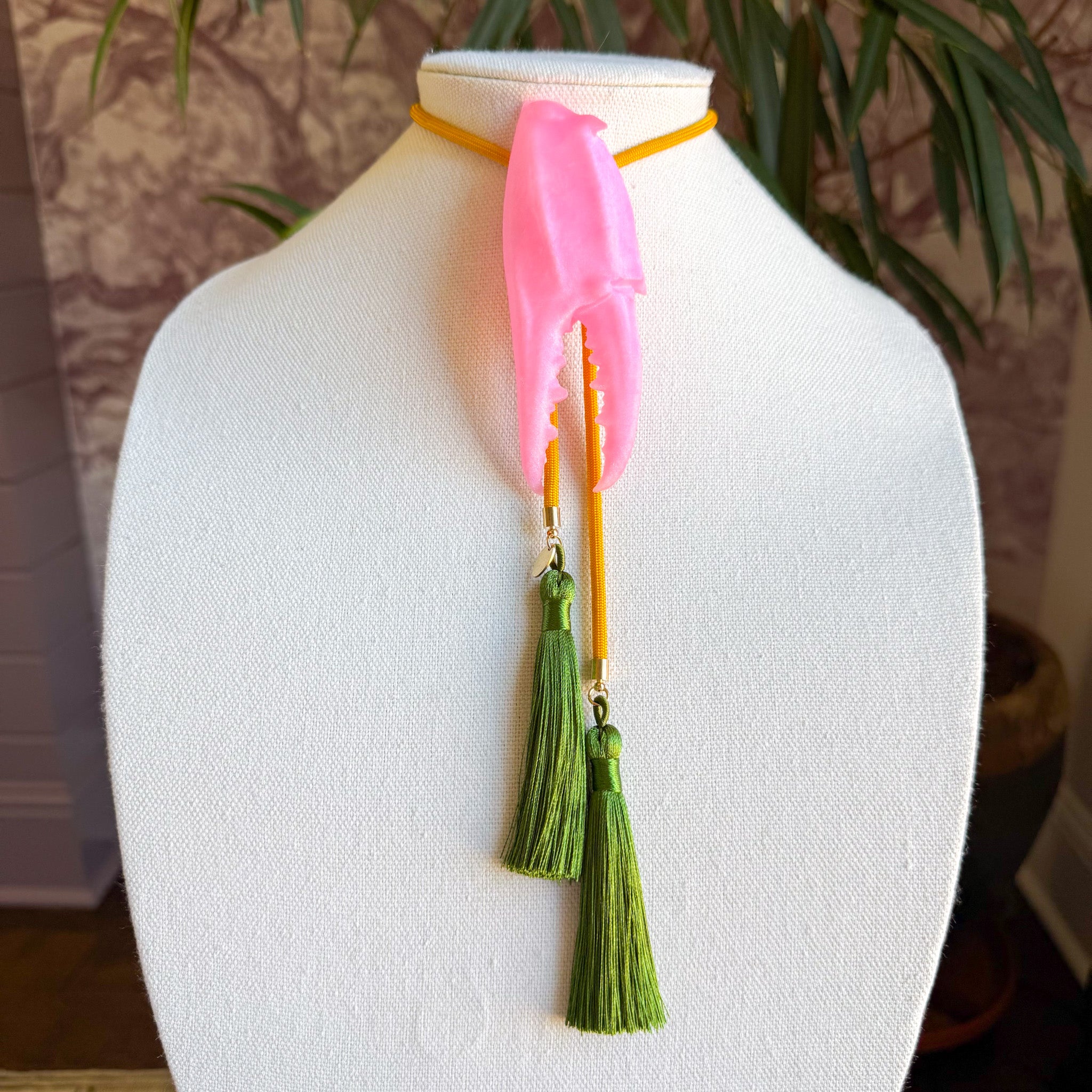 Crab Claw Bolo Stardust Pink with Golden Yellow & Olive