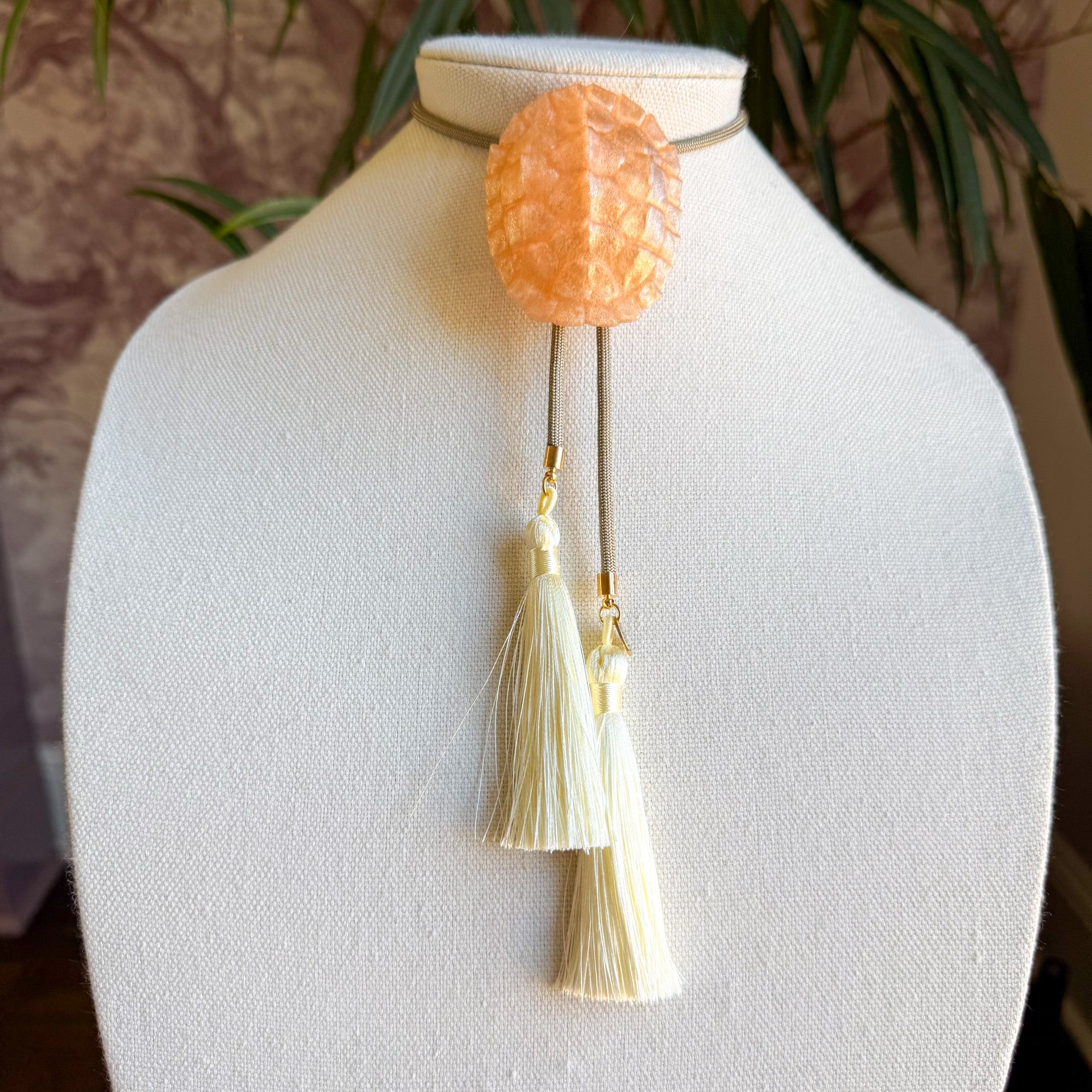 Tortoise Bolo Smokey Quartz with Bronze & Ivory