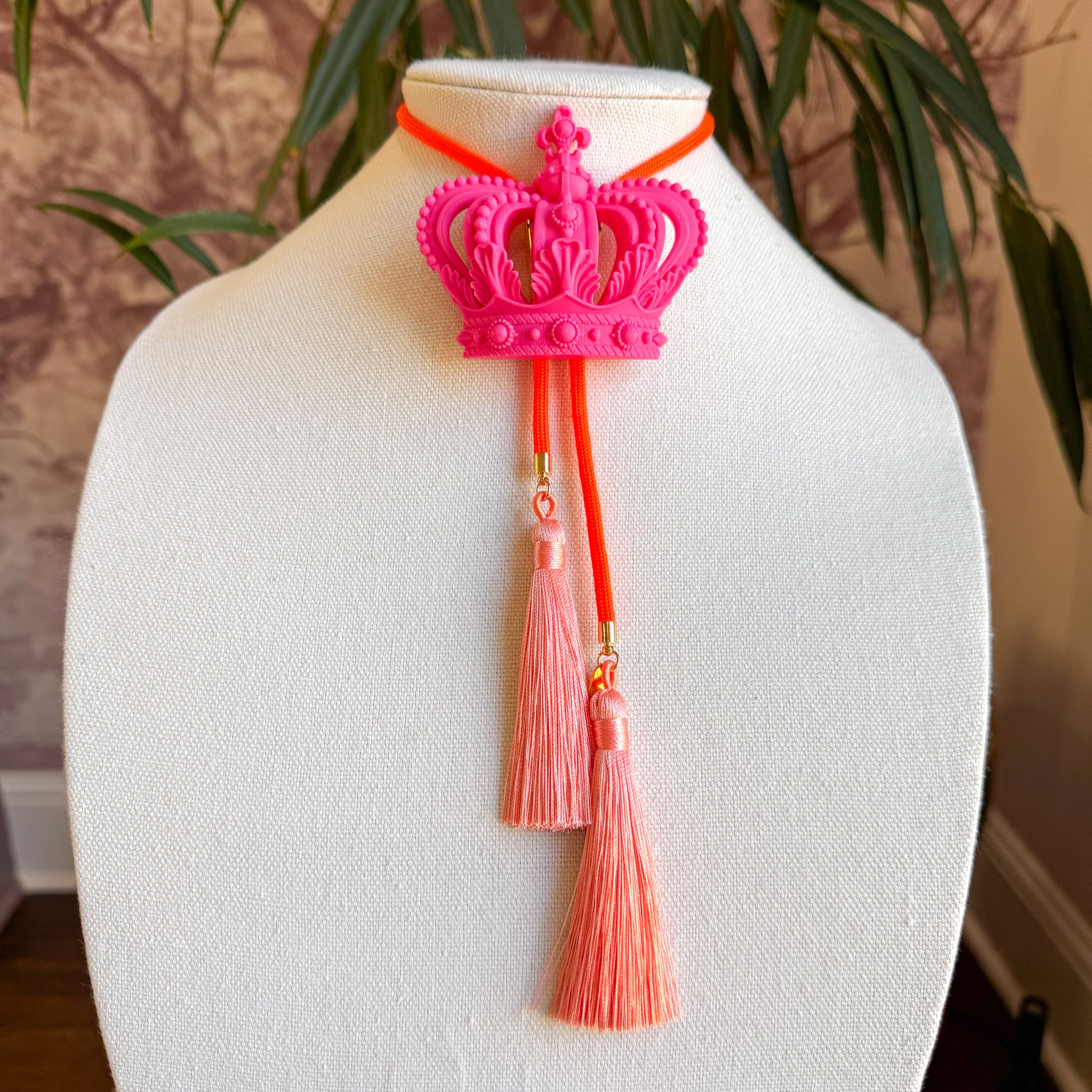 Crown Bolo Flamingo Pink with Neon Orange & Peach