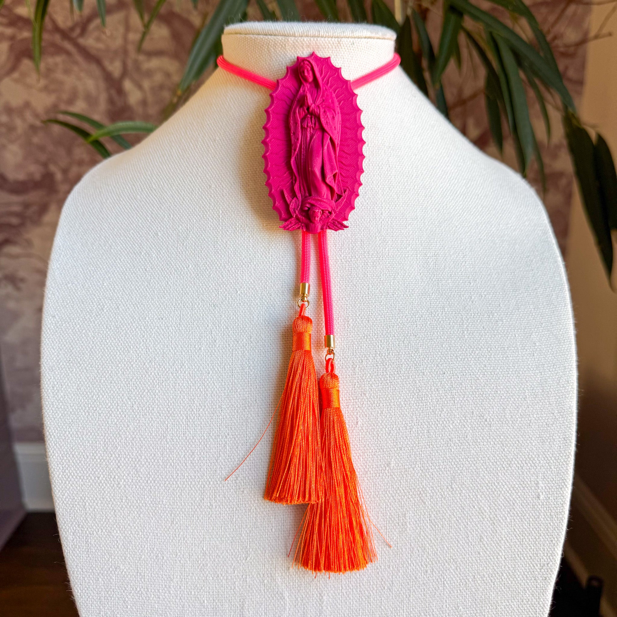 Our Lady of Glitterati Bolo Raspberry Pink with Neon Pink & Orange