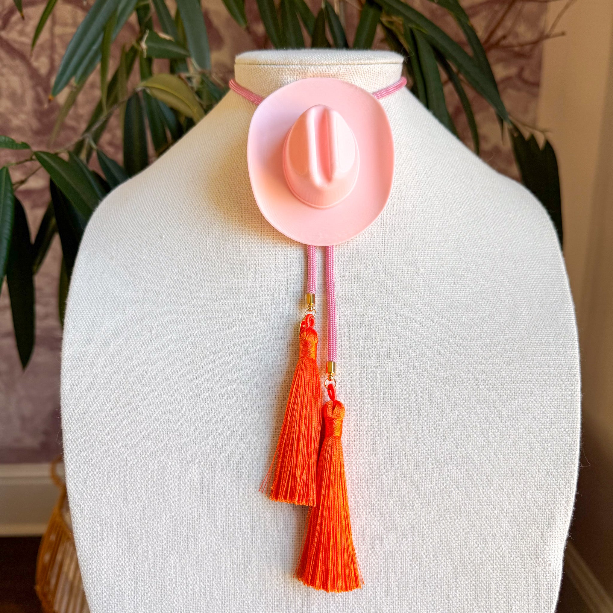 Cowboy Hat Bolo Blush Pink with Bubblegum Pink & Orange