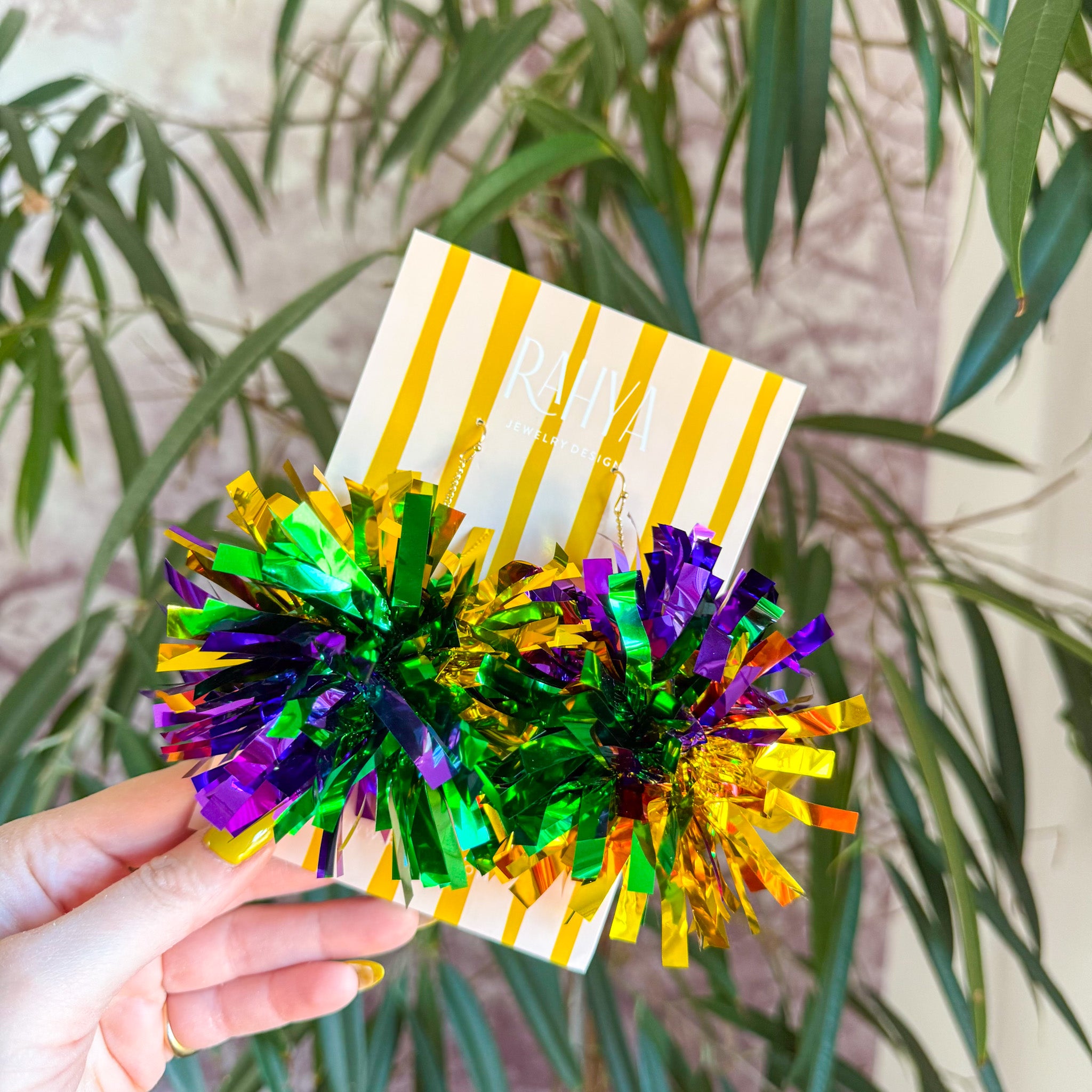 Bon Temps Mardi Gras Pom Pom Earrings