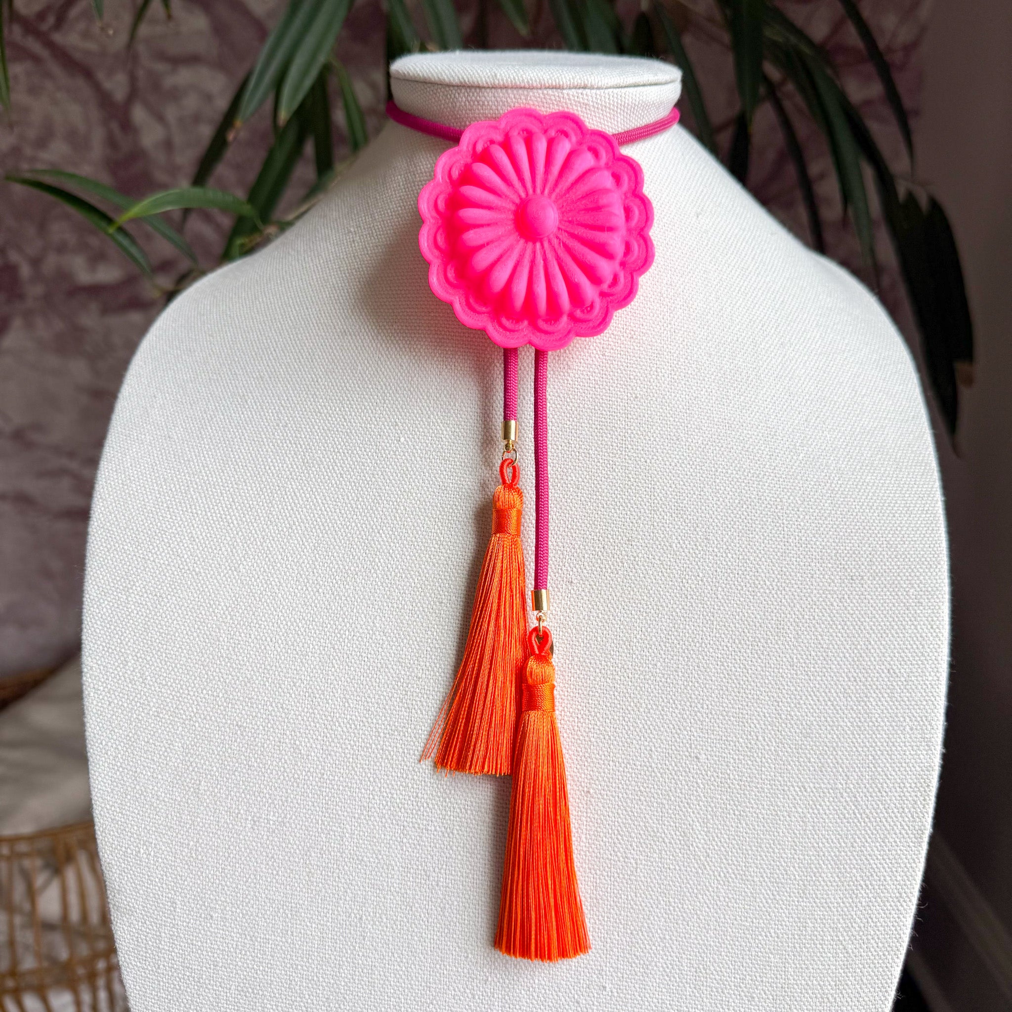Concho Bolo Neon Pink with Fuchsia & Orange