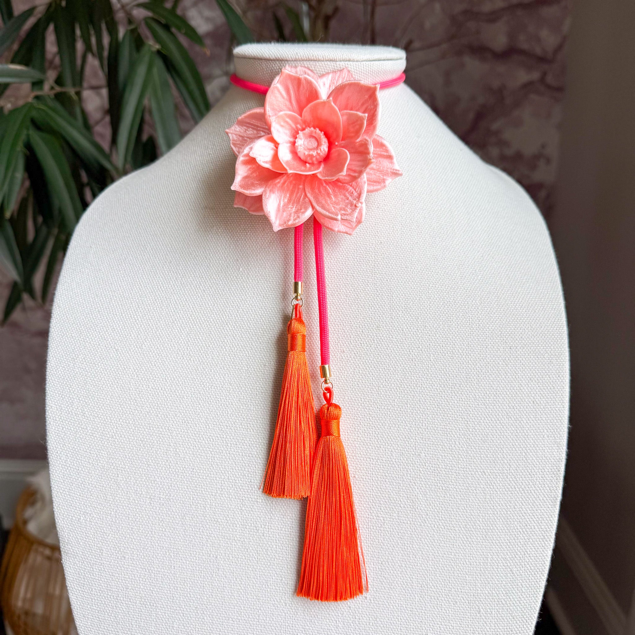 Lotus Flower Bolo Sugar Pink with Neon Pink & Orange