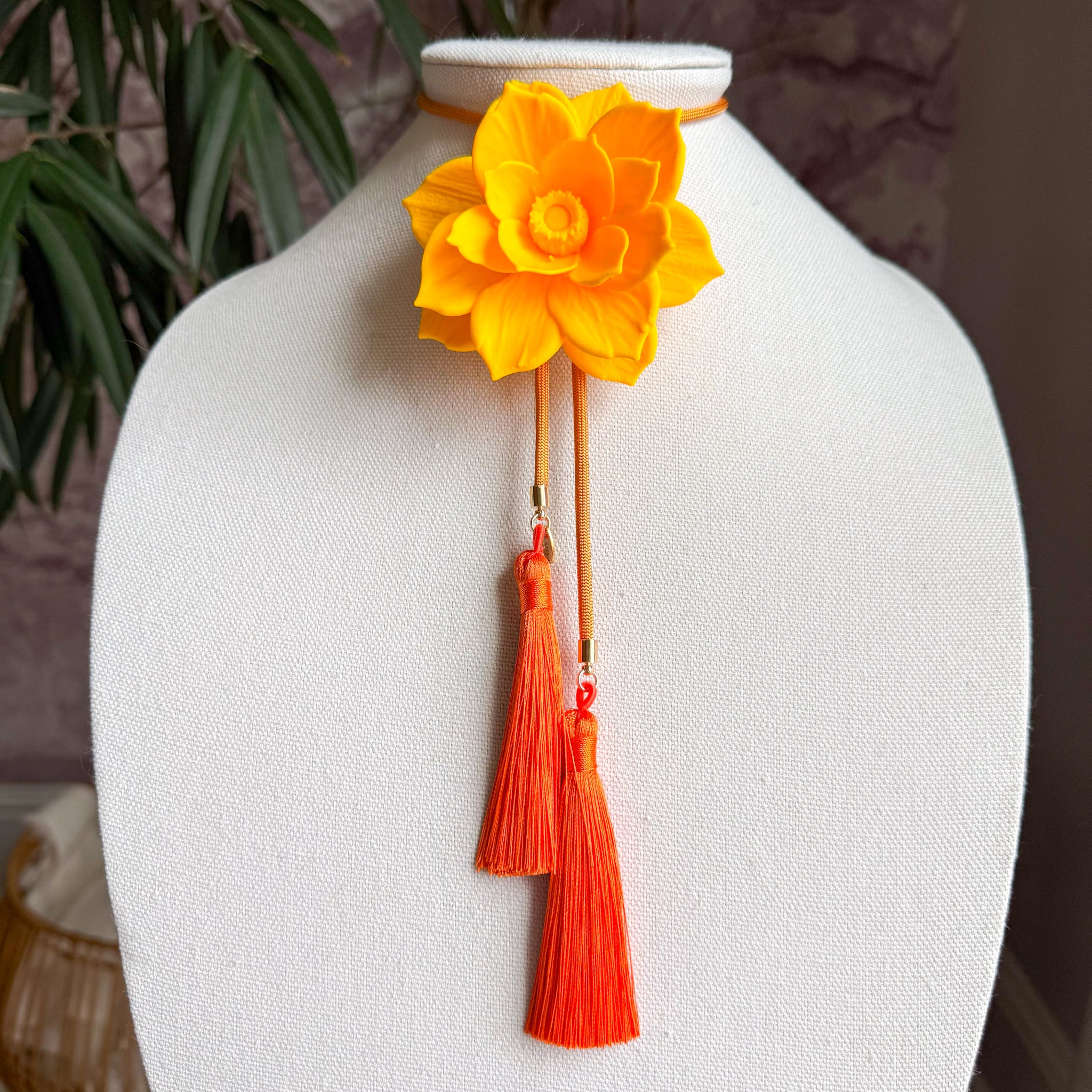 Lotus Flower Bolo Sunflower Yellow with Golden Yellow & Orange