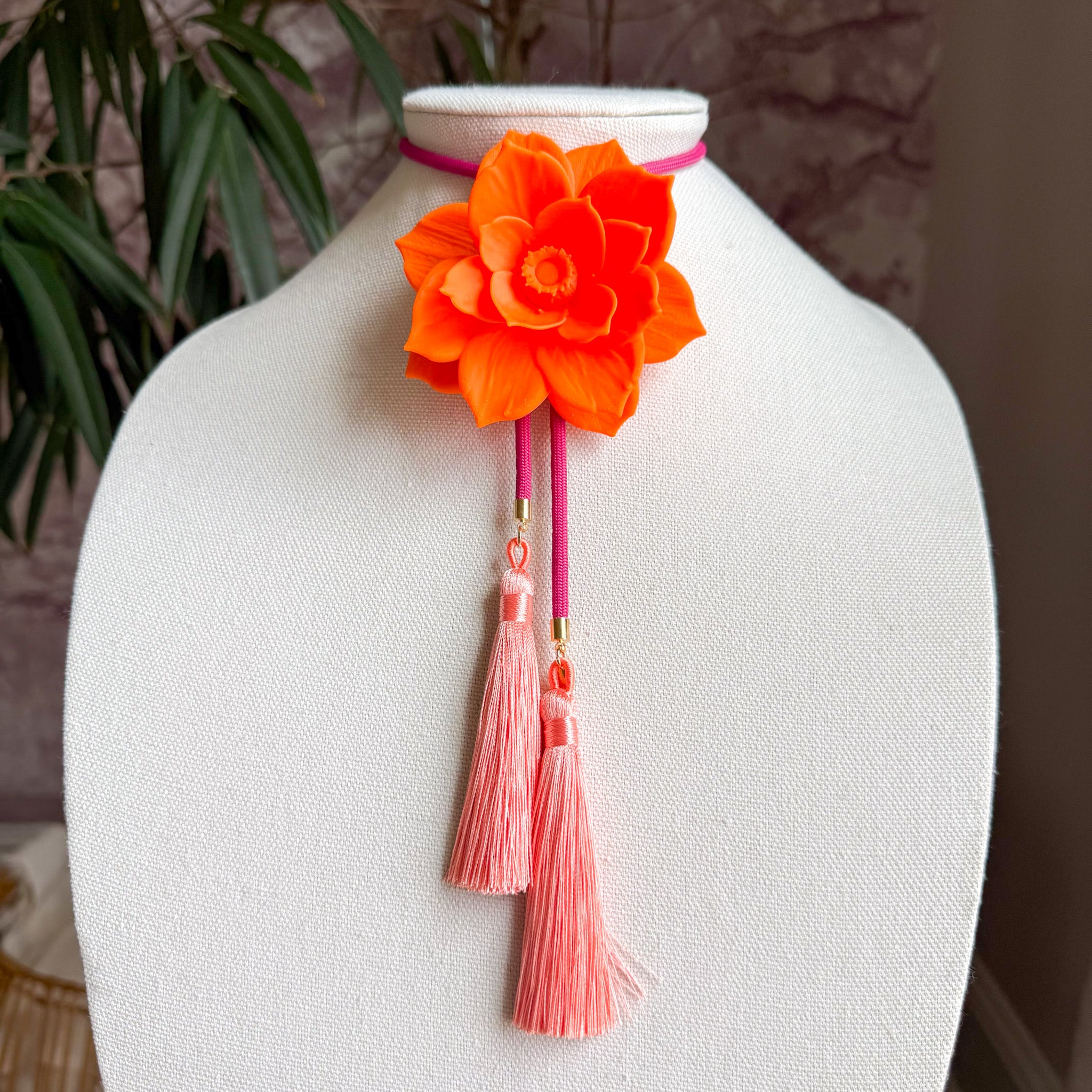 Lotus Flower Bolo Orange Citrus with Fuchsia & Peach