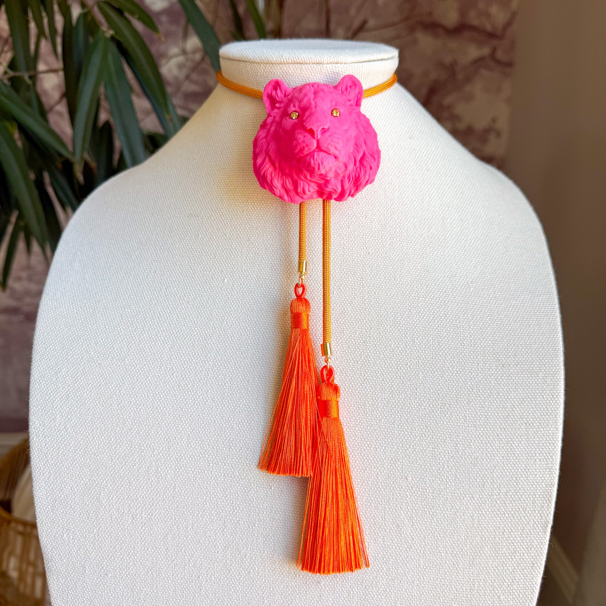 Tiger Bolo Flamingo Pink with Golden Yellow & Orange