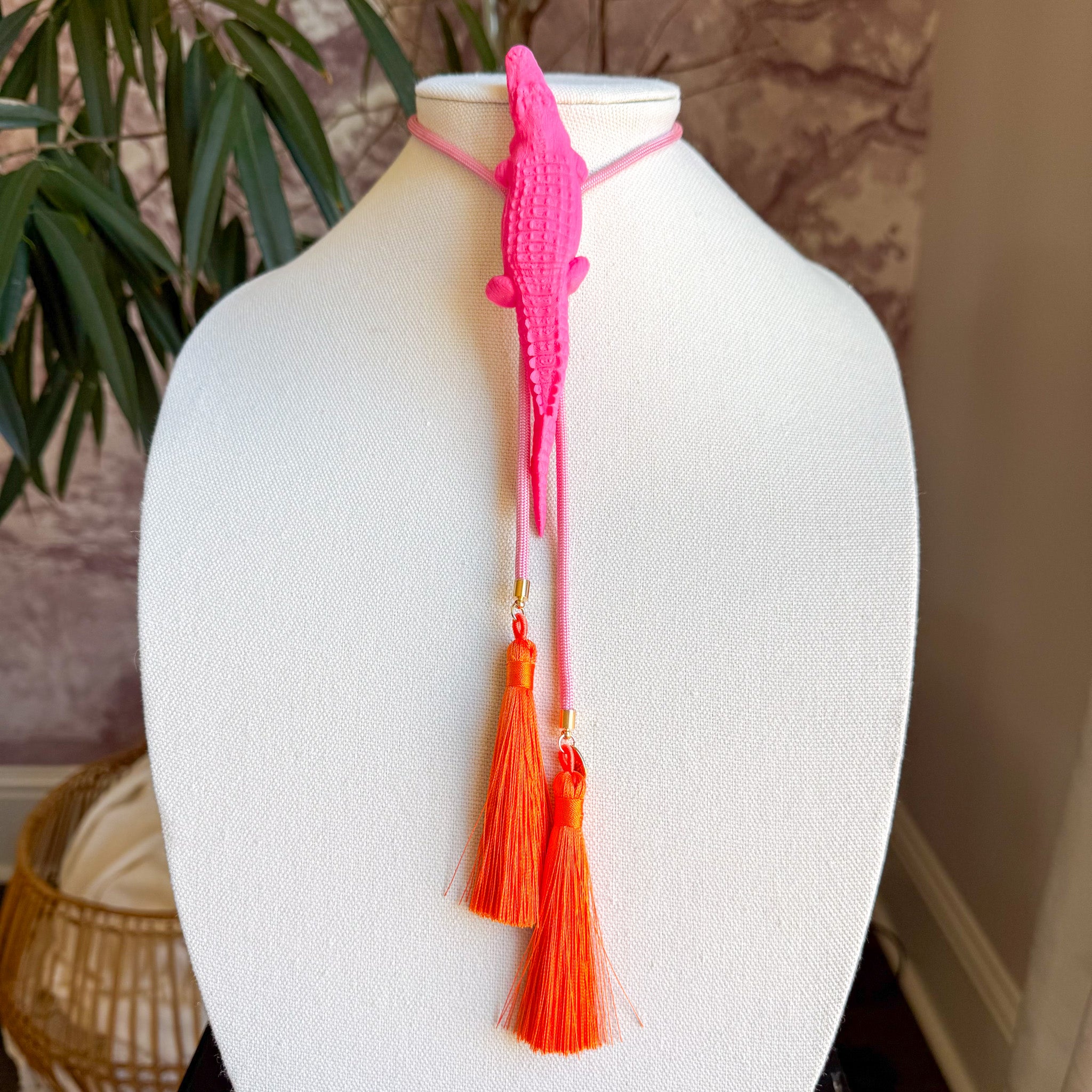Alligator Bolo Flamingo Pink with Bubblegum Pink & Orange