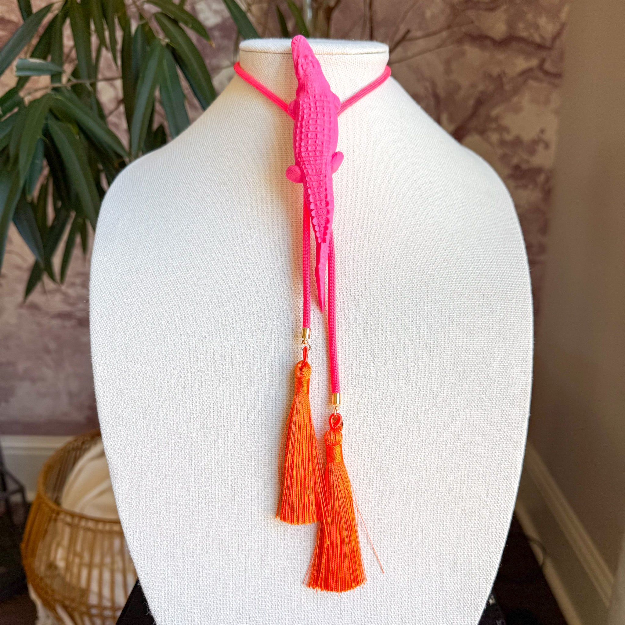 Alligator Bolo Flamingo Pink with Neon Pink & Orange