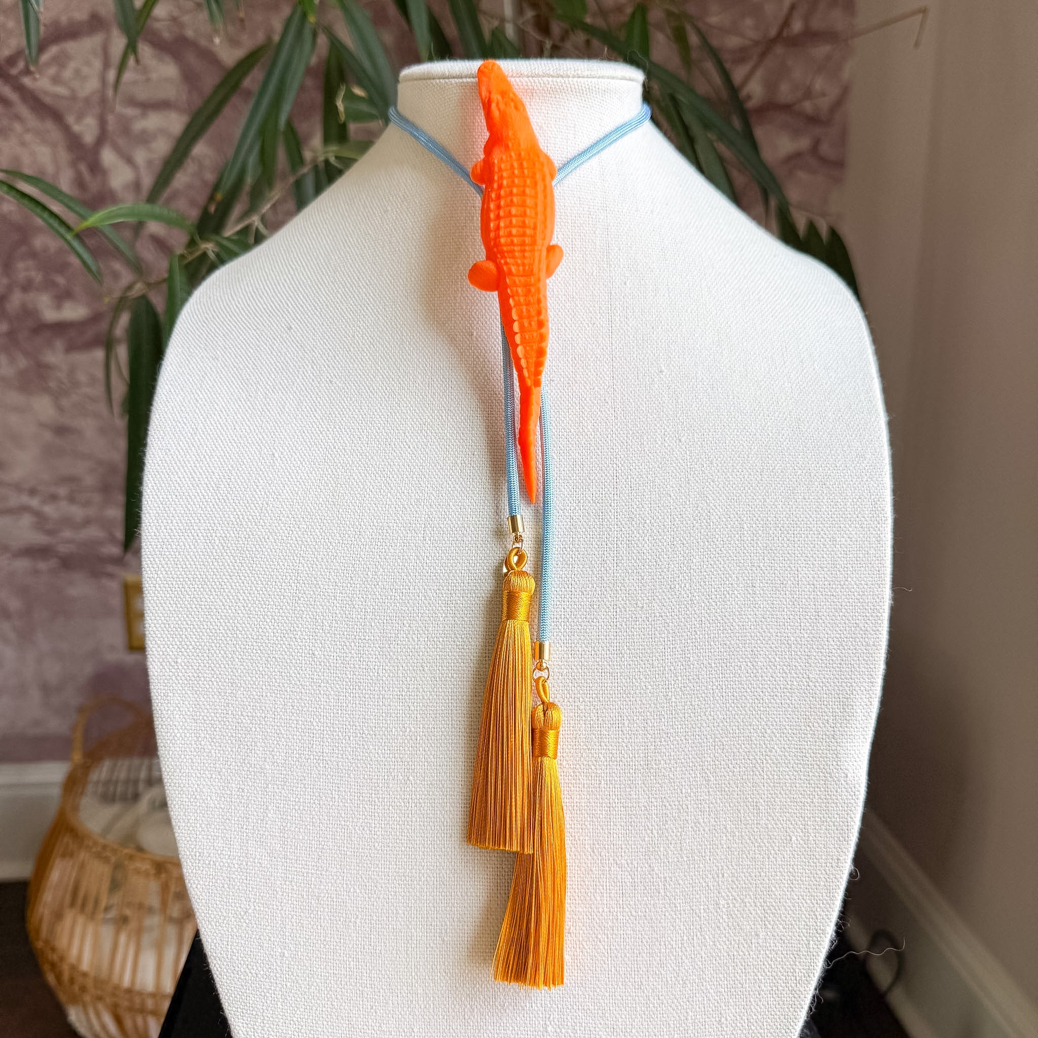 Alligator Bolo Orange Citrus with Baby Blue & Golden Yellow
