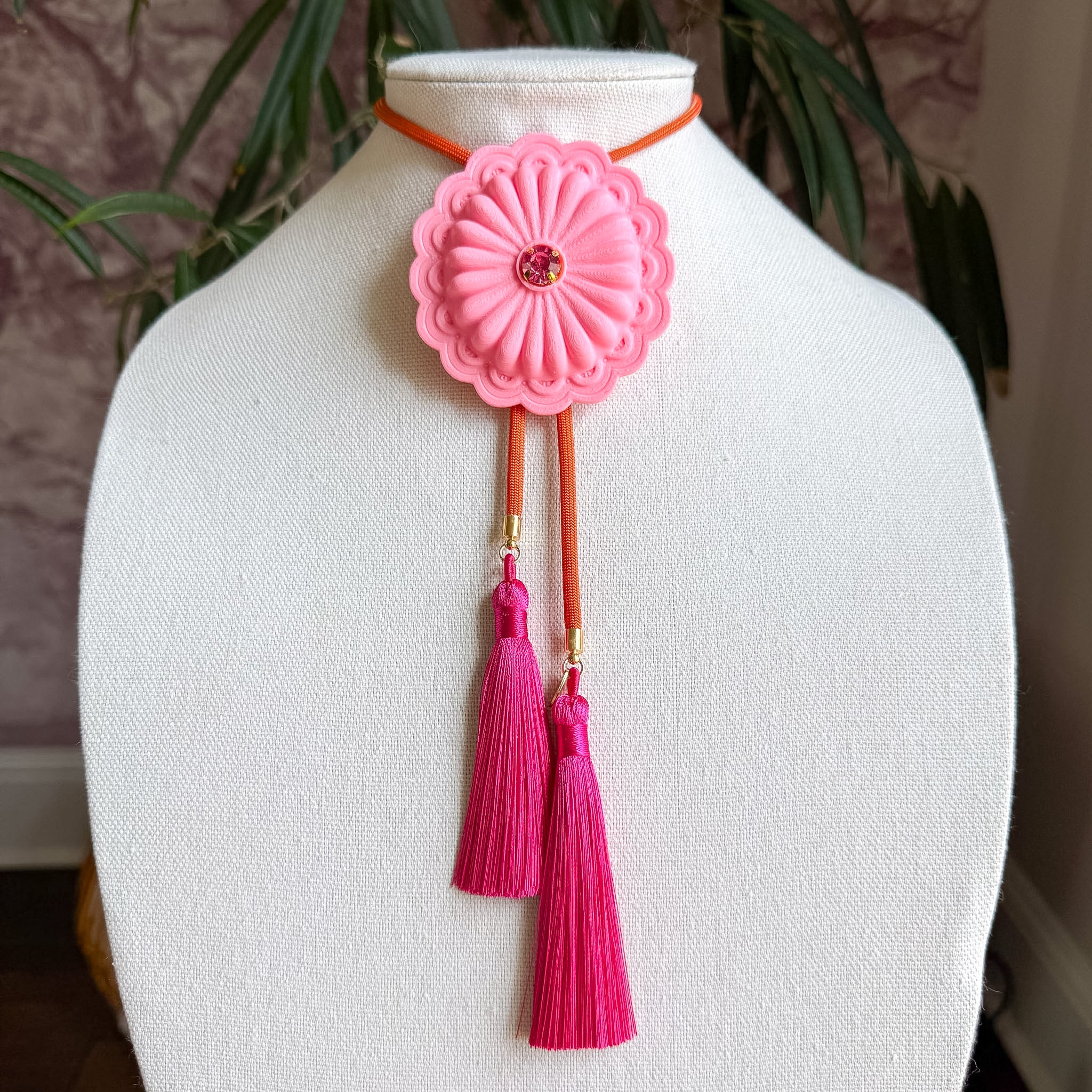Concho Bolo Bubblegum Pink with Solar Orange & Fuchisa