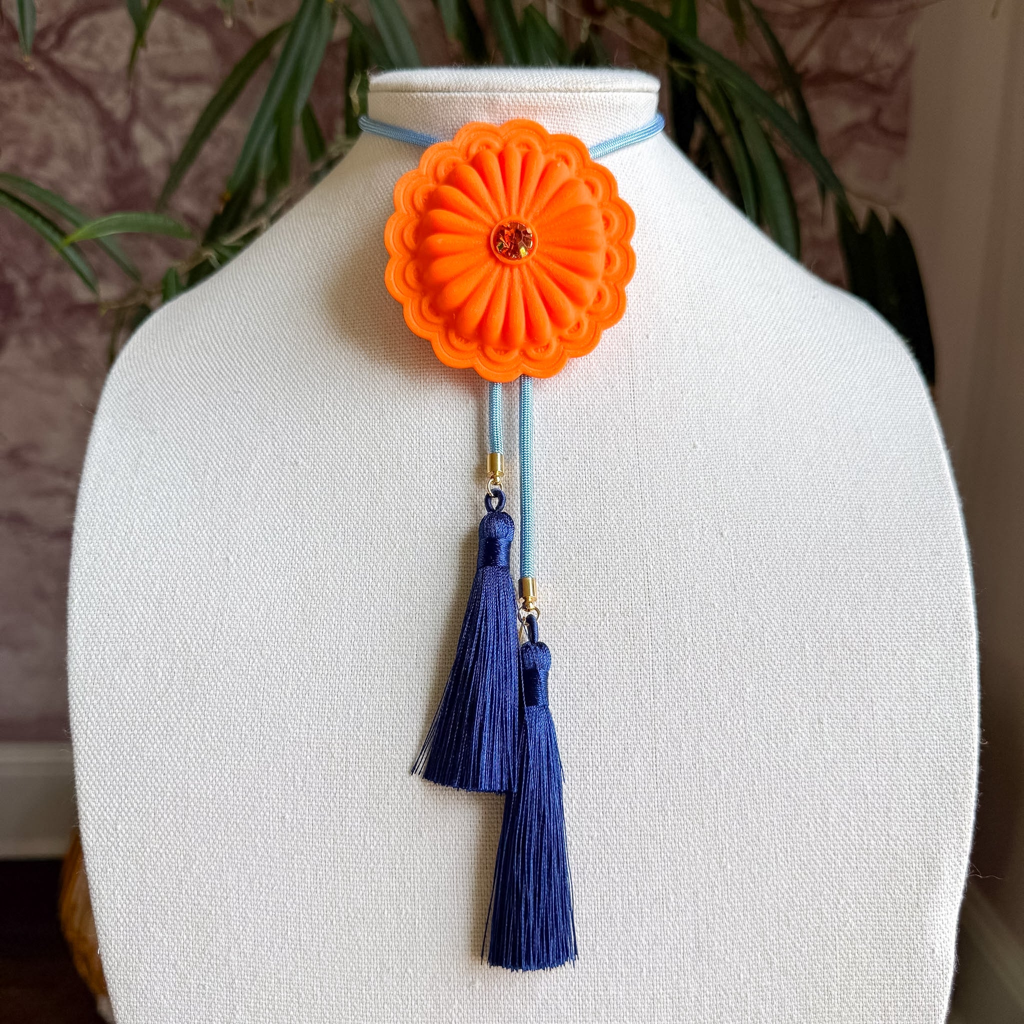 Concho Bolo Orange Citrus with Baby Blue & Navy