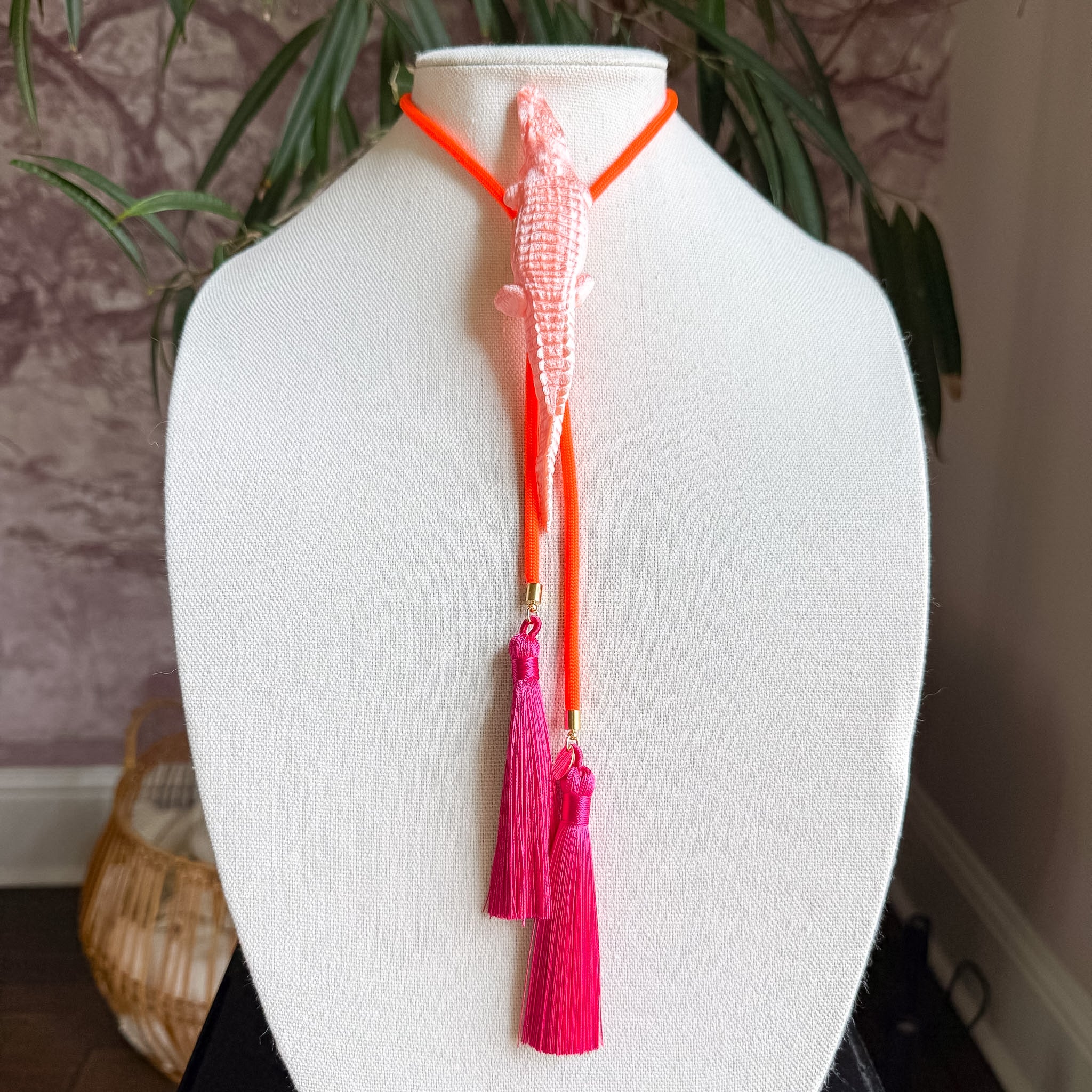 Alligator Bolo Sugar Pink with Neon Orange & Fuchsia