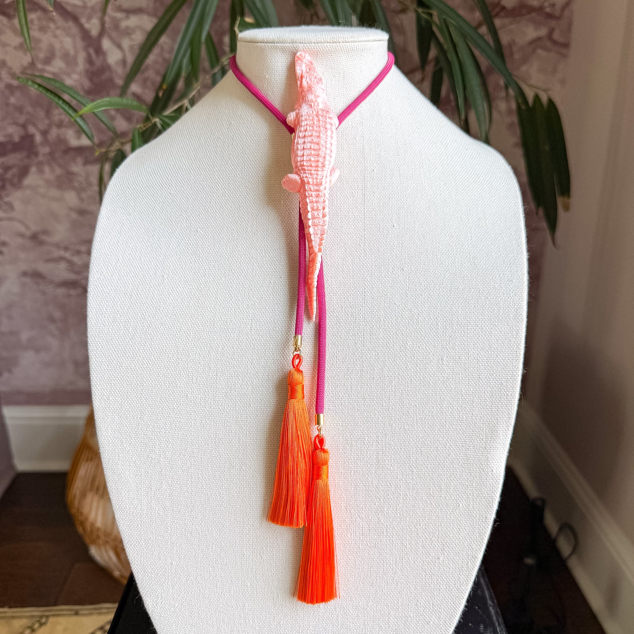 Alligator Bolo Sugar Pink with Fuchsia & Orange