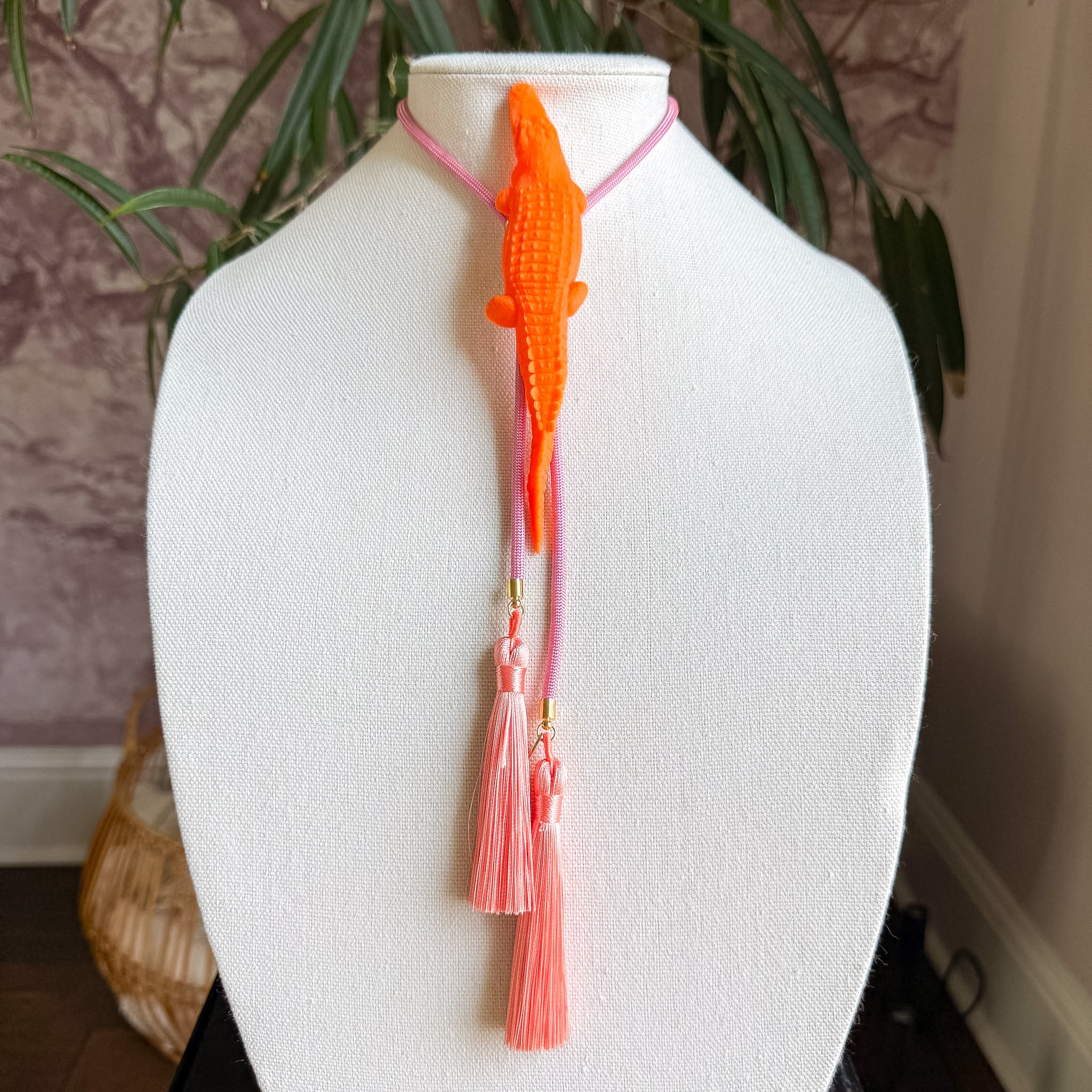 Alligator Bolo Orange Citrus with Bubblegum Pink & Peach