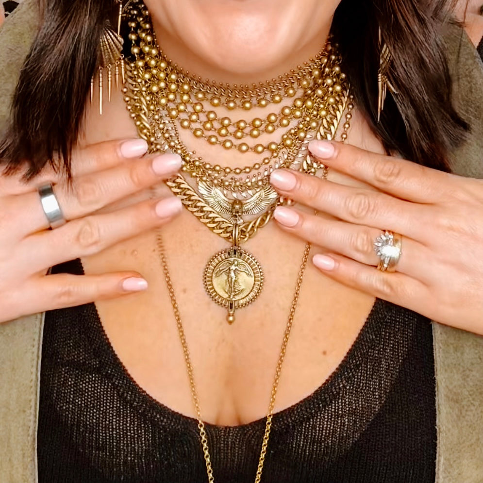 Icaria Eagle Necklace Antique Gold