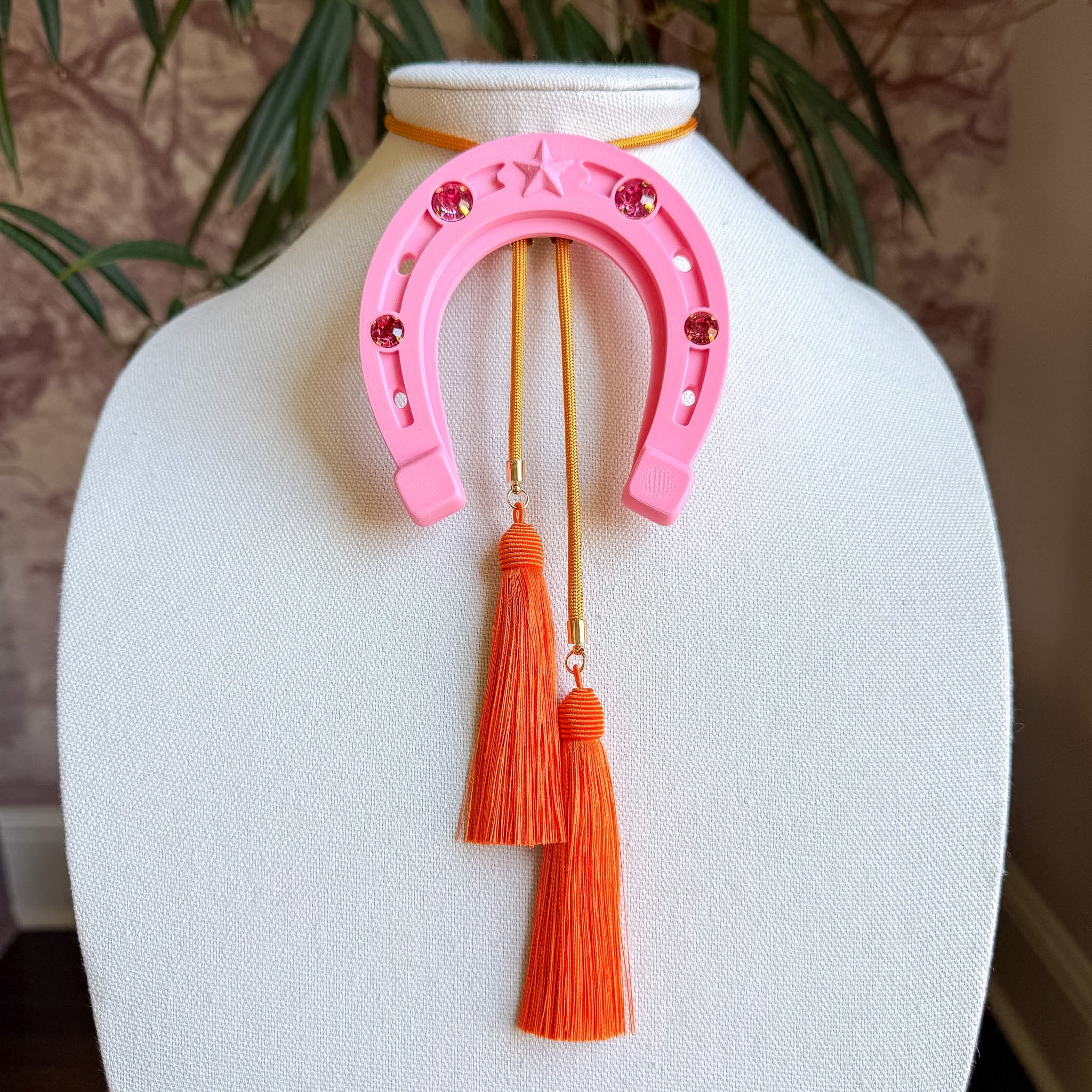 Lucky Horseshoe Bolo Bubblegum Pink with Golden Yellow & Orange