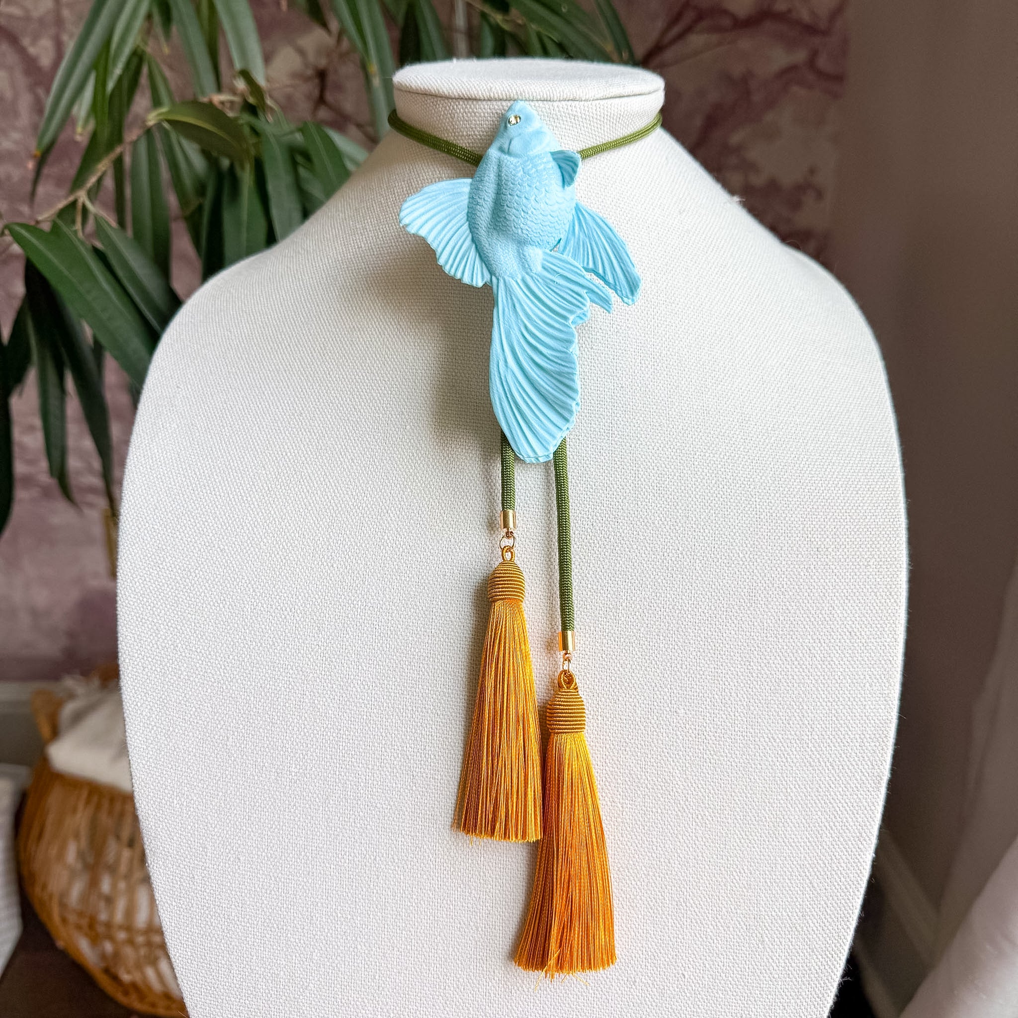 Goldfish Bolo Baby Blue with Olive & Golden Yellow