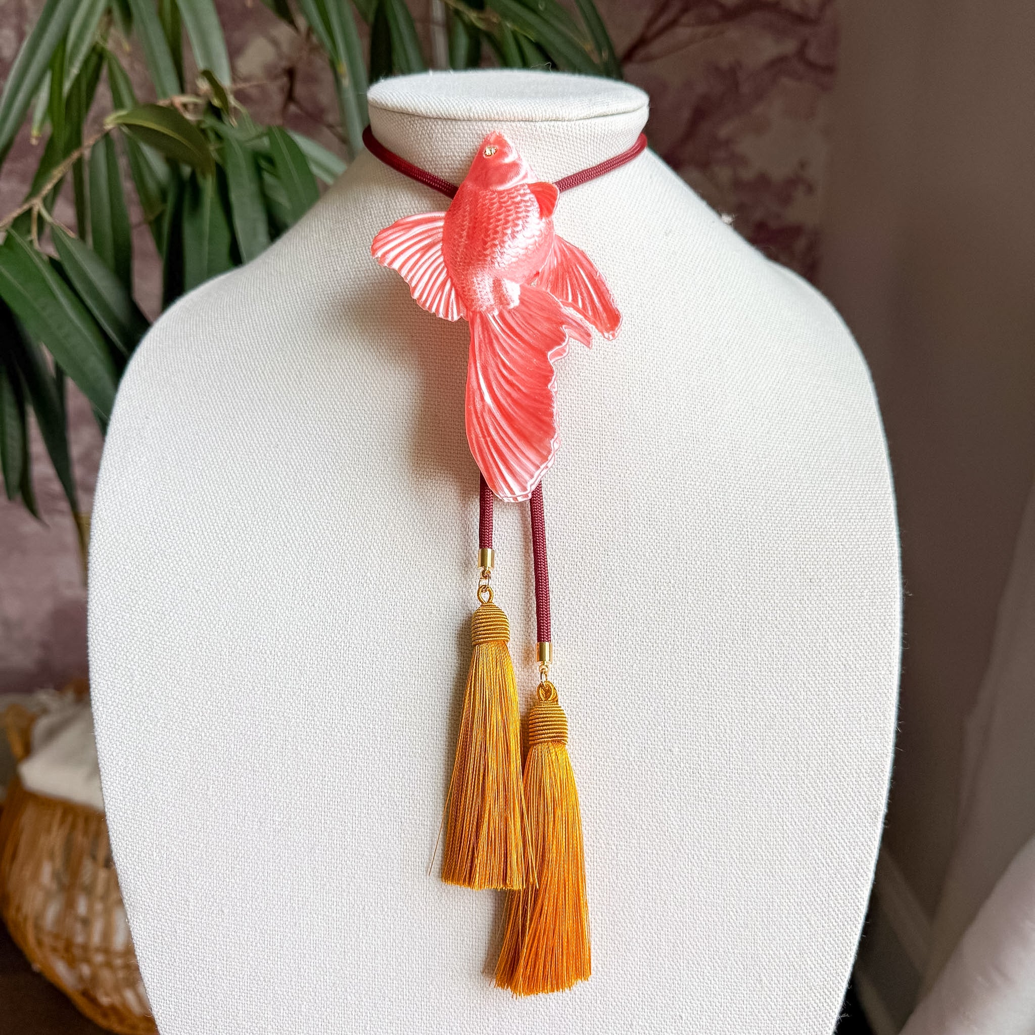 Goldfish Bolo Sugar Pink with Marroon with Golden Yellow