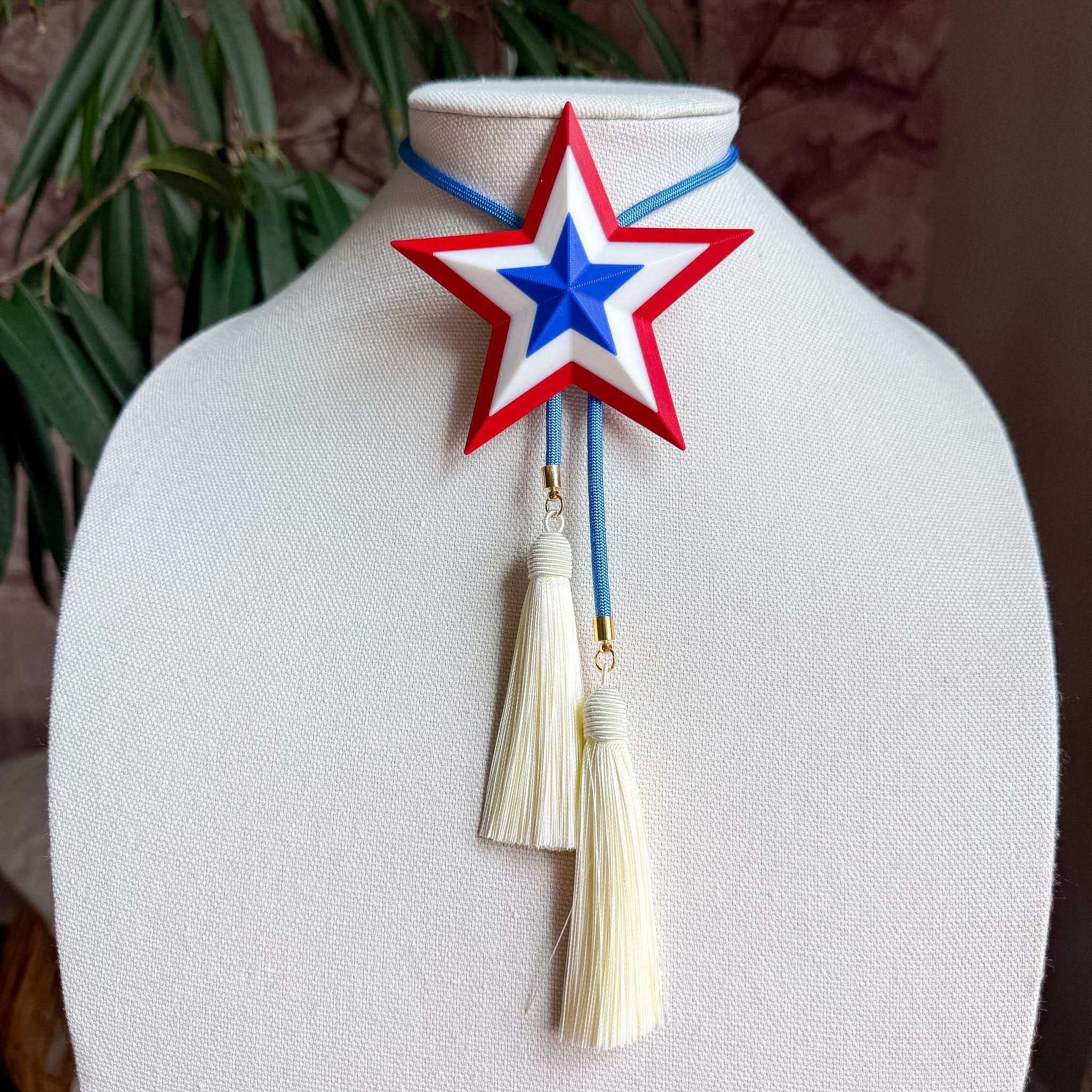 Firecracker Lone Star Bolo with Ocean Blue & Ivory
